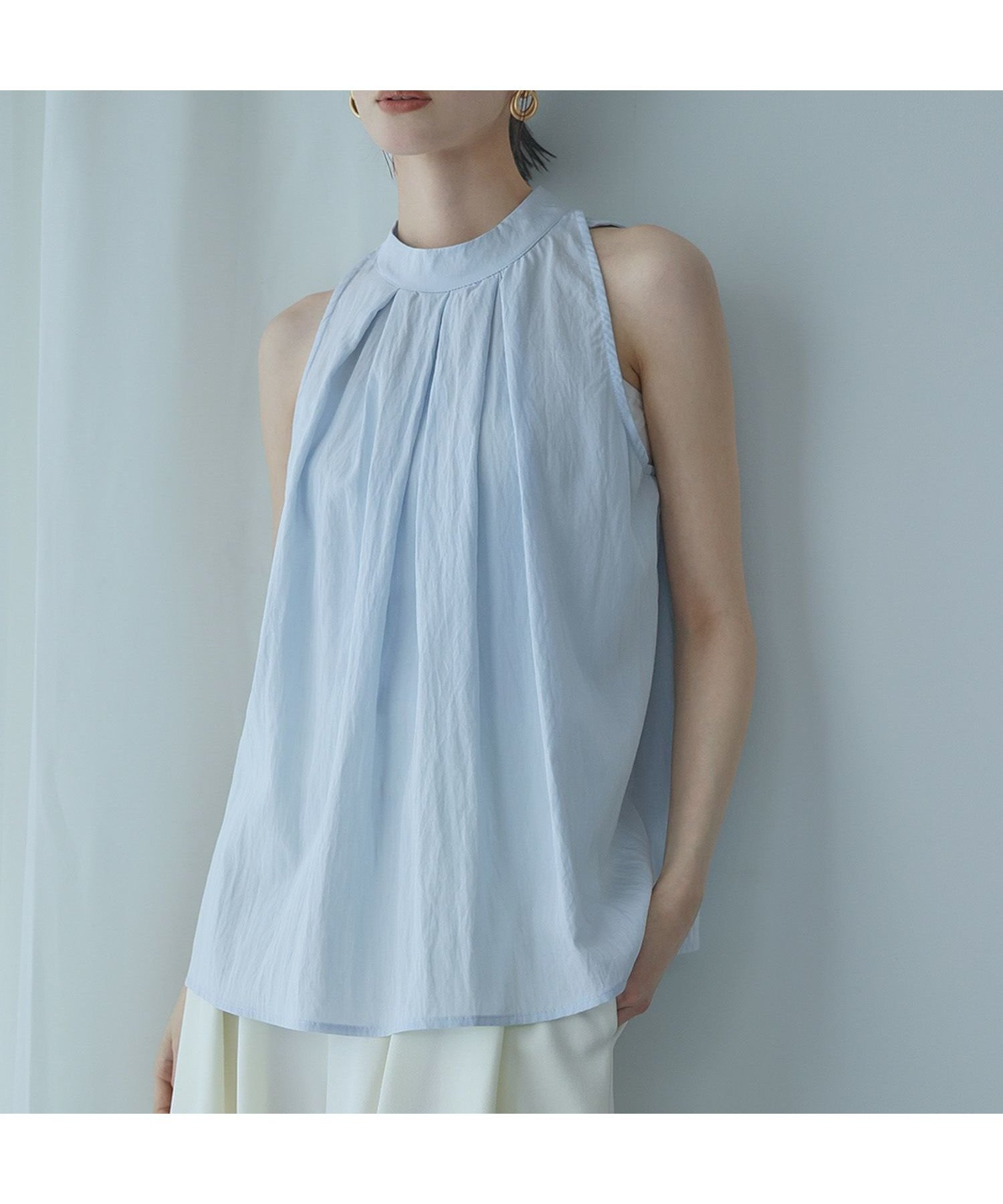 【アンピルーラ/Ampirula】のアメリカンスリーブスタンドカラーコットンブラウス 人気、トレンドファッション・服の通販 founy(ファニー) 　ファッション　Fashion　レディースファッション　Fashion for Women　トップス・カットソー　Cut & Sew Tops　シャツ・ブラウス・オフィスカジュアル　Elegant Blouses & Button-Ups　エレガント 上品　Elegant　シンプル　Simple, Minimal　デニム　Denim, Jeans Material　ノースリーブ　Sleeveless, No-Sleeve　バランス　Balance, Style Balance　フレア　Flare, Flared　ワイド　Wide, Wide Fit　プチプライス・低価格　Affordable / Budget Price　 other-1|ID: prp329100004492429 ipo3291000000033126897