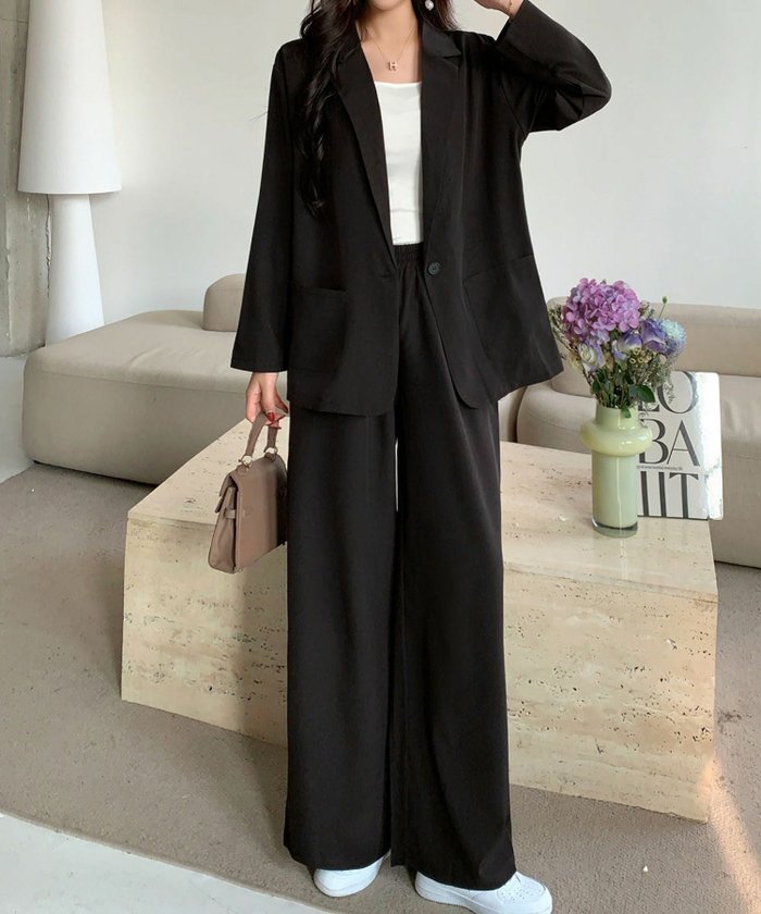 【フロリア/Flolia】のテーラードジャケット・ワイドパンツ2点セットアップスーツ インテリア・キッズ・メンズ・レディースファッション・服の通販 founy(ファニー) https://founy.com/ ファッション Fashion レディースファッション Fashion for Women アウター Coat / Outerwear Collection レディースジャケット・軽アウター Jackets テーラードジャケット / 通勤・きれいめスタイル Tailored Jackets & Blazers セットアップ Matching Sets レディースパンツ・ボトムス Pants & Trousers / Bottoms スーツ Business Suits & Workwear スーツジャケット・オフィスブレザー Suit Jackets / Blazers スーツパンツ・ドレスパンツ Suit Pants / Office Trousers / Dress Pants スーツセット・2点セット・レディーススーツ Suit Sets / 2-Piece Suits / Office Suit Sets 新作・新入荷 New Arrivals / New In スーツ Suit, Formalwear セットアップ Set-Up, Coordinated Outfit プチプライス・低価格 Affordable / Budget Price |ID: prp329100004560884 ipo3291000000036165458