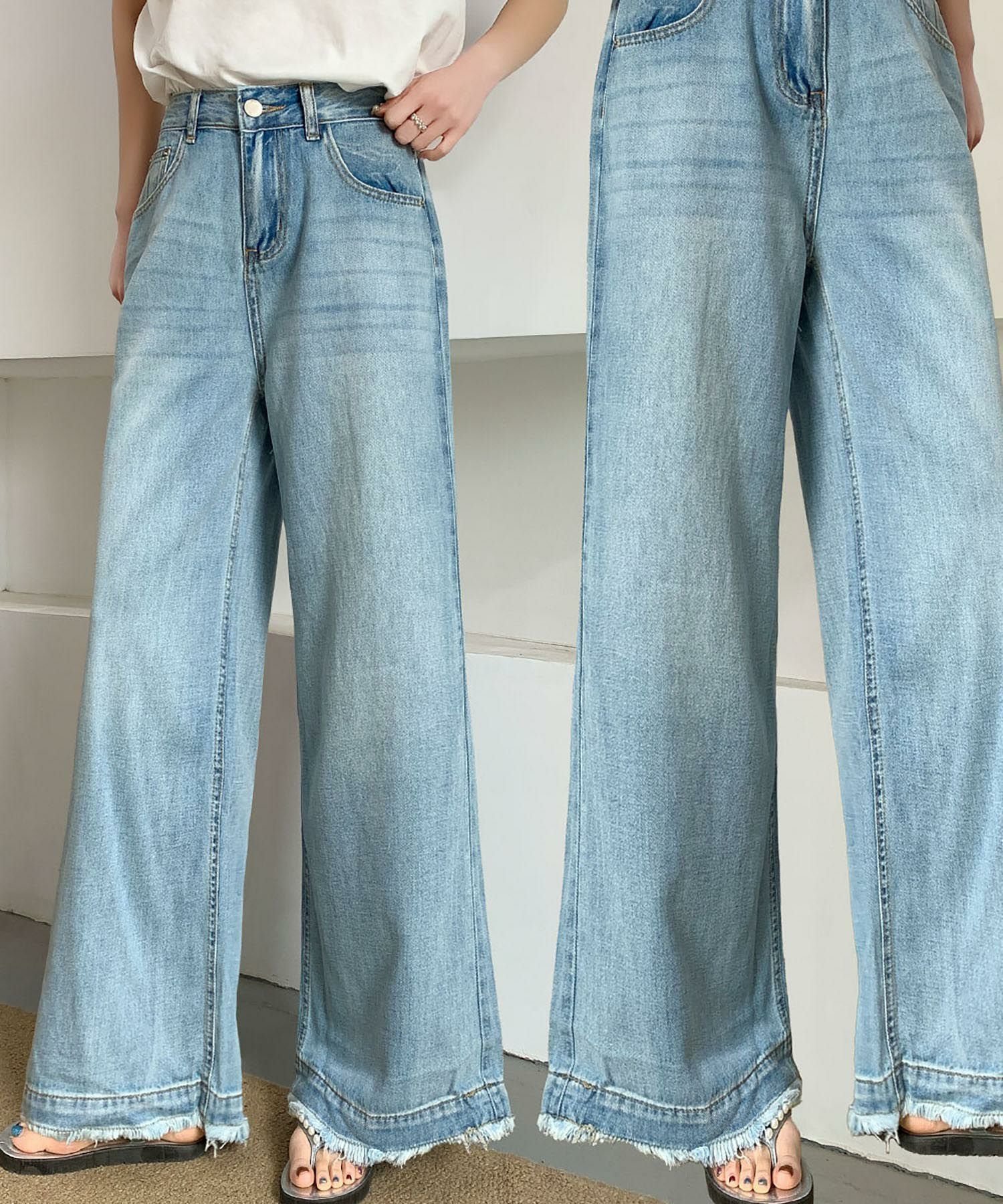 【ロワ/LOWO】の綿混裾切りっぱなしワイドデニムパンツ 人気、トレンドファッション・服の通販 founy(ファニー) 　ファッション　Fashion　レディースファッション　Fashion for Women　パンツ　Pants & Trousers　デニムパンツ・ジーンズ・美脚デニム　Denim Jeans & Pants　新作・新入荷　New Arrivals / New In　プチプライス・低価格　Affordable / Budget Price　 other-1|ID: prp329100004560891 ipo3291000000035899275