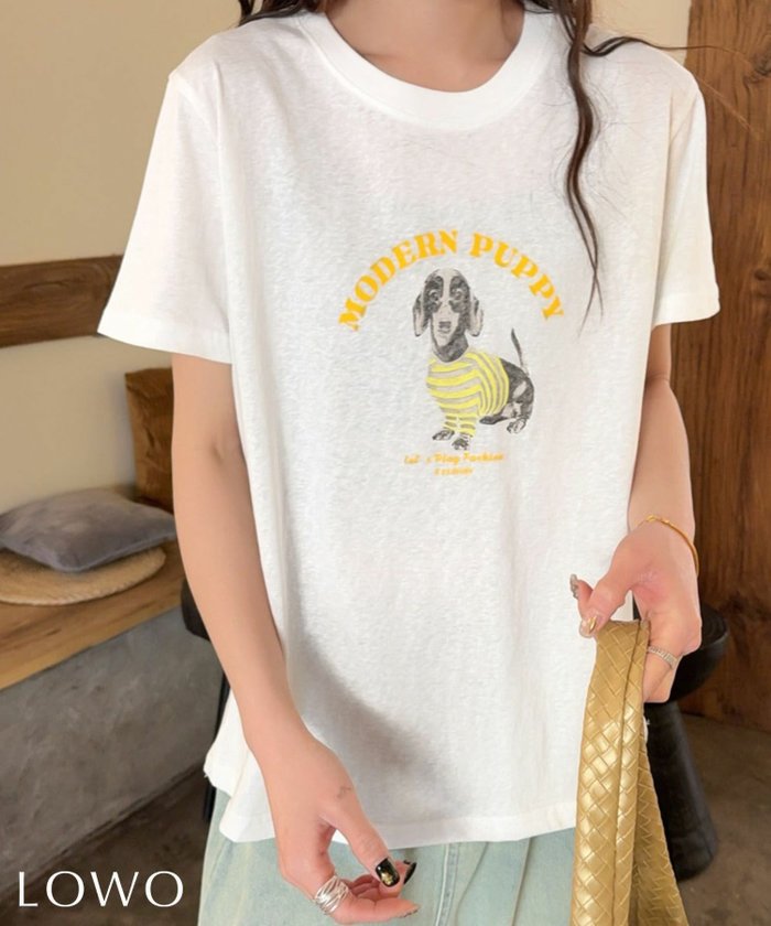 【ロワ/LOWO】の【2025SS】綿混フロントプリントオーバーサイズTシャツカットソー インテリア・キッズ・メンズ・レディースファッション・服の通販 founy(ファニー) https://founy.com/ ファッション Fashion レディースファッション Fashion for Women トップス・カットソー Cut & Sew Tops シャツ・ブラウス・オフィスカジュアル Elegant Blouses & Button-Ups ロングTシャツ・Tシャツ Longline T-Shirts & Tees カットソー・ベーシックTシャツ Cut-and-Sewn Tops / Stretch Tees & Basics 新作・新入荷 New Arrivals / New In 2025年 2025 2025春夏・S/S Spring/Summer 2025 SS25 カットソー Cut and Sewn Top フロント Front, Front Design プチプライス・低価格 Affordable / Budget Price プリント Print, Printed Pattern 犬 Dog |ID: prp329100004567885 ipo3291000000032311104