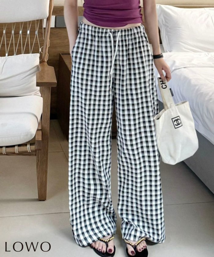【ロワ/LOWO】のギンガムチェックワイドパンツ インテリア・キッズ・メンズ・レディースファッション・服の通販 founy(ファニー) https://founy.com/ ファッション Fashion レディースファッション Fashion for Women パンツ Pants & Trousers 新作・新入荷 New Arrivals / New In プチプライス・低価格 Affordable / Budget Price |ID: prp329100004569017 ipo3291000000035502616