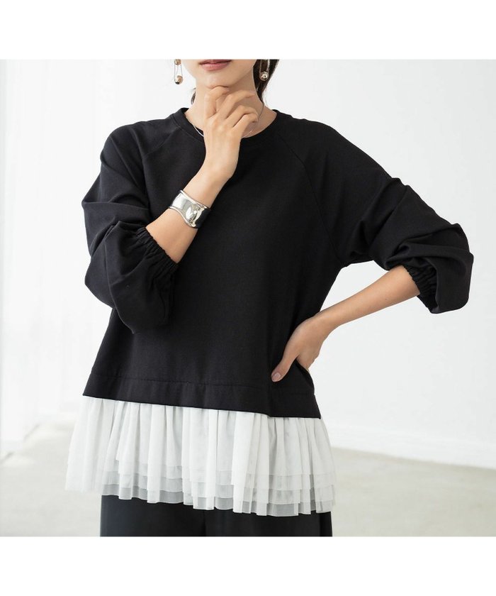 【エルフランク/ELFRANK】のチュールドッキングレイヤード風プルオーバー Washable インテリア・キッズ・メンズ・レディースファッション・服の通販 founy(ファニー) https://founy.com/ ファッション Fashion レディースファッション Fashion for Women トップス・カットソー Cut & Sew Tops カジュアルプルオーバー・ニットトップス Pullovers & Knit Tops / Casual Pullovers 新作・新入荷 New Arrivals / New In プチプライス・低価格 Affordable / Budget Price |ID: prp329100004573322 ipo3291000000036168631