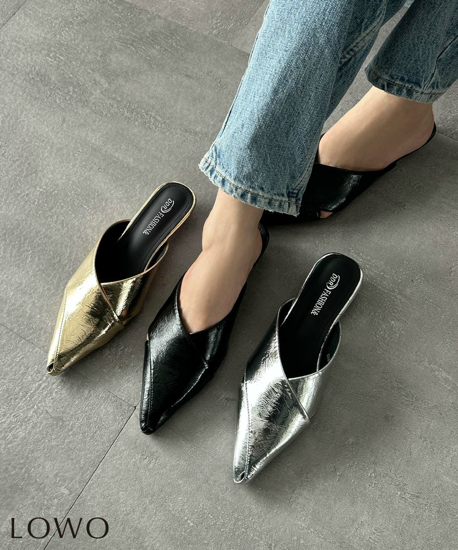 【ロワ/LOWO】の【2025SS】メタリックポインテッドトゥミュール 人気、トレンドファッション・服の通販 founy(ファニー) 　ファッション　Fashion　レディースファッション　Fashion for Women　新作・新入荷　New Arrivals / New In　2025年　2025　2025春夏・S/S　Spring/Summer 2025 SS25　ジーンズ　Jeans, Denim Pants　プチプライス・低価格　Affordable / Budget Price　ミュール　Mule, Backless Shoes　メタリック　Metallic, Shiny Finish　エレガント 上品　Elegant　 other-1|ID: prp329100004584733 ipo3291000000032503655