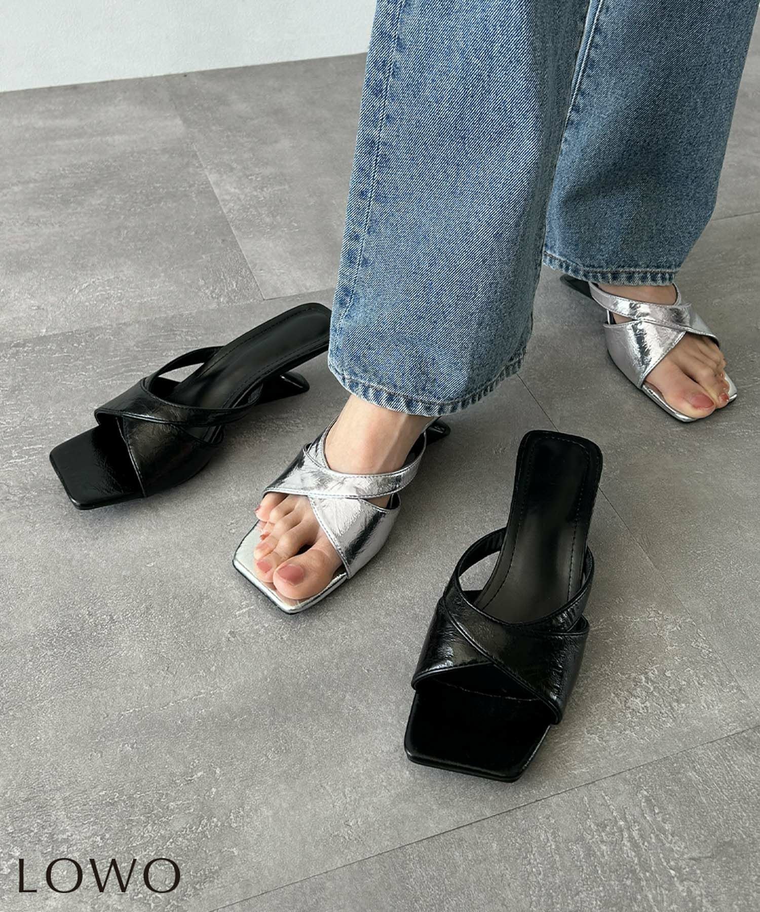 【ロワ/LOWO】の【2025SS】メタリックスクエアトゥローヒールミュール 人気、トレンドファッション・服の通販 founy(ファニー) 　ファッション　Fashion　レディースファッション　Ladies' Fashion Online　NEW・新作・新着・新入荷　New Arrivals　2025年　2025　2025春夏・S/S　Ss,Spring/Summer,2025　オープントゥ　Open Toe　クール　Cool　サンダル　Sandals　ジーンズ　Jeans　スクエア　Square　プチプライス・低価格　Affordable　メタリック　Metallic　リゾート　Resort　 other-1|ID: prp329100004586983 ipo3291000000032528433