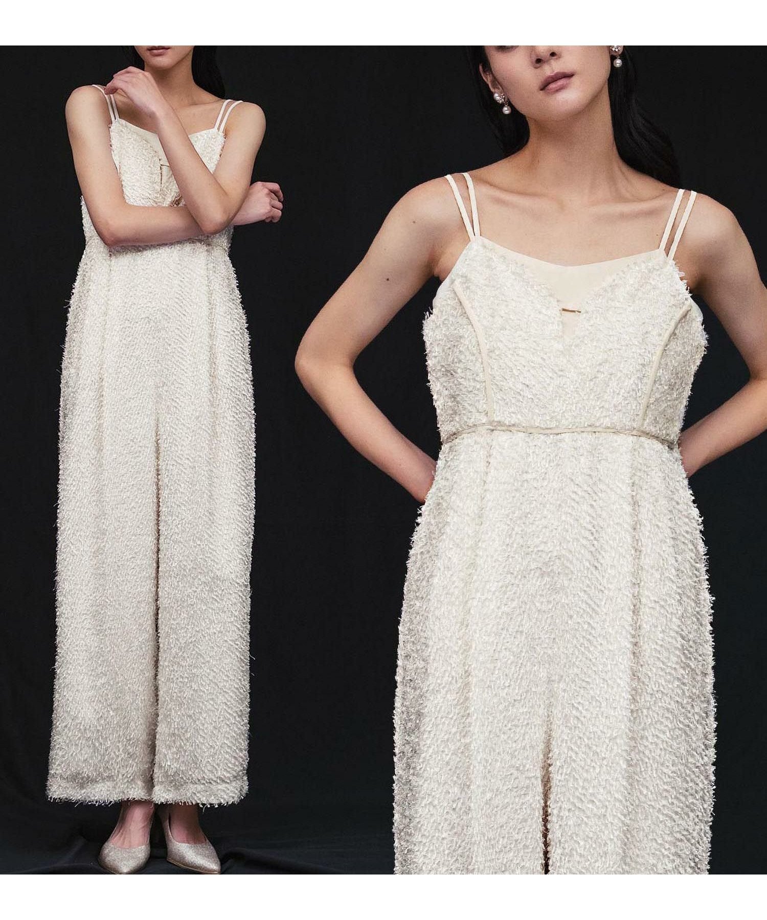 【ガール/GIRL】の【ANDRESD】シャギージャガードサテンパイピングレイヤード風オールインワン結婚式パンツドレス 人気、トレンドファッション・服の通販 founy(ファニー) 　ファッション　Fashion　レディースファッション　Fashion for Women　パンツ　Pants & Trousers　新作・新入荷　New Arrivals / New In　ドレス　Dress, One-Piece　プチプライス・低価格　Affordable / Budget Price　結婚式　Wedding　 other-1|ID: prp329100004592581 ipo3291000000035501614