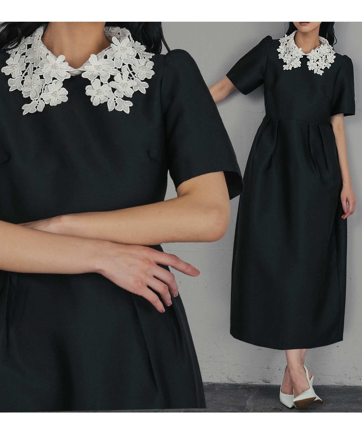 【ガール/GIRL】のフラワーレース襟付きパフスリーブコクーンシルエットワンピースドレス 人気、トレンドファッション・服の通販 founy(ファニー) 　ファッション　Fashion　レディースファッション　Fashion for Women　ワンピース　Dresses　フォーマル・パーティードレス・結婚式用ドレス　Elegant & Casual Dresses　新作・新入荷　New Arrivals / New In　フラワー　Flower, Floral　プチプライス・低価格　Affordable / Budget Price　レース　Lace, Lace Fabric　 other-1|ID: prp329100004593705 ipo3291000000035501630