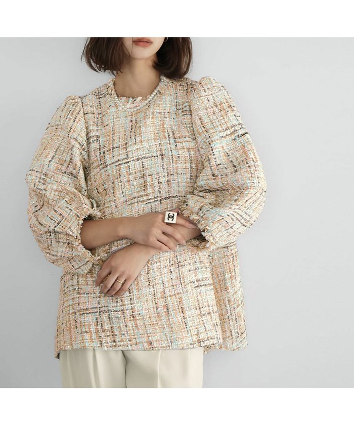 【エルフランク/ELFRANK】の【在庫限り!特別SALE】【VERY掲載】ツイードラグランスリーブブラウス インテリア・キッズ・メンズ・レディースファッション・服の通販 founy(ファニー) https://founy.com/ ファッション Fashion レディースファッション Fashion for Women トップス・カットソー Cut & Sew Tops シャツ・ブラウス・オフィスカジュアル Elegant Blouses & Button-Ups 新作・新入荷 New Arrivals / New In おすすめ Recommended / Our Picks ツイード Twill, Twill Weave プチプライス・低価格 Affordable / Budget Price ミックス Mix, Mixed Style エレガント 上品 Elegant 今季 This Season, Current Season |ID: prp329100004614281 ipo3291000000033037993