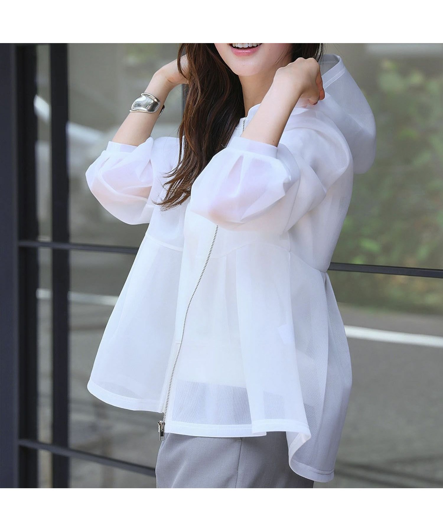 【エルフランク/ELFRANK】の【2025AW】シアーダンボールペプラムジップアップパーカー Washable 人気、トレンドファッション・服の通販 founy(ファニー) 　ファッション　Fashion　レディースファッション　Fashion for Women　トップス・カットソー　Cut & Sew Tops　レディースパーカー・カジュアルフーディー　Casual Hoodies & Sweatshirts　新作・新入荷　New Arrivals / New In　2025年　2025　2025-2026秋冬・A/W　Autumn/Winter 2025–26 AW25–26　シアー　Sheer, See-Through　スリーブ　Sleeve, Long Sleeve / Short Sleeve　トレンド　Trend, Trending Now　フロント　Front, Front Design　プチプライス・低価格　Affordable / Budget Price　ペプラム　Peplum, Flared Hem　夏　Summer　秋　Autumn　 other-1|ID: prp329100004642733 ipo3291000000033489351