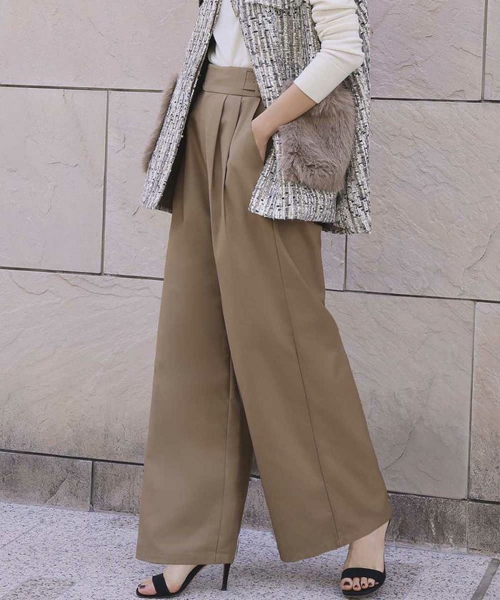 【エルフランク/ELFRANK】の美脚ワイドパンツ/サイドベルト×ハイウエスト・後ろゴム仕様でスタイルアップ Washable インテリア・キッズ・メンズ・レディースファッション・服の通販 founy(ファニー) https://founy.com/ ファッション Fashion レディースファッション Fashion for Women パンツ Pants & Trousers ベルト&ウエストマーク Belts & Waist Accessories 新作・新入荷 New Arrivals / New In プチプライス・低価格 Affordable / Budget Price ワイド Wide, Wide Fit |ID: prp329100004642735 ipo3291000000035501773