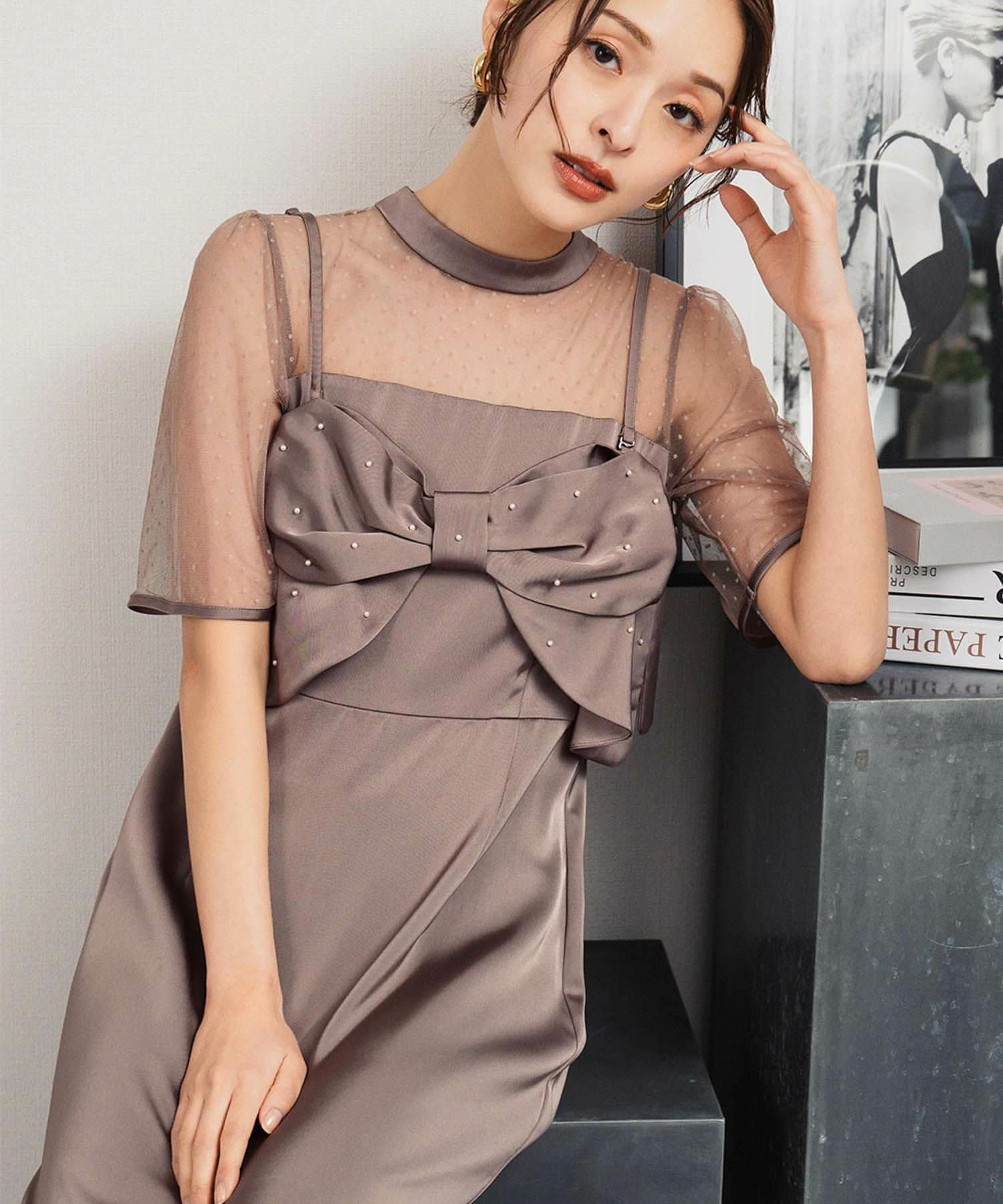 【ガール/GIRL】のドットビッグリボンビスチェ&ハイネックドットチュールタイトワンピース2点セットパーティードレス 人気、トレンドファッション・服の通販 founy(ファニー) 　ファッション　Fashion　レディースファッション　Fashion for Women　ワンピース　Dresses　フォーマル・パーティードレス・結婚式用ドレス　Elegant & Casual Dresses　新作・新入荷　New Arrivals / New In　ドレス　Dress, One-Piece　プチプライス・低価格　Affordable / Budget Price　 other-1|ID: prp329100004643718 ipo3291000000035898317