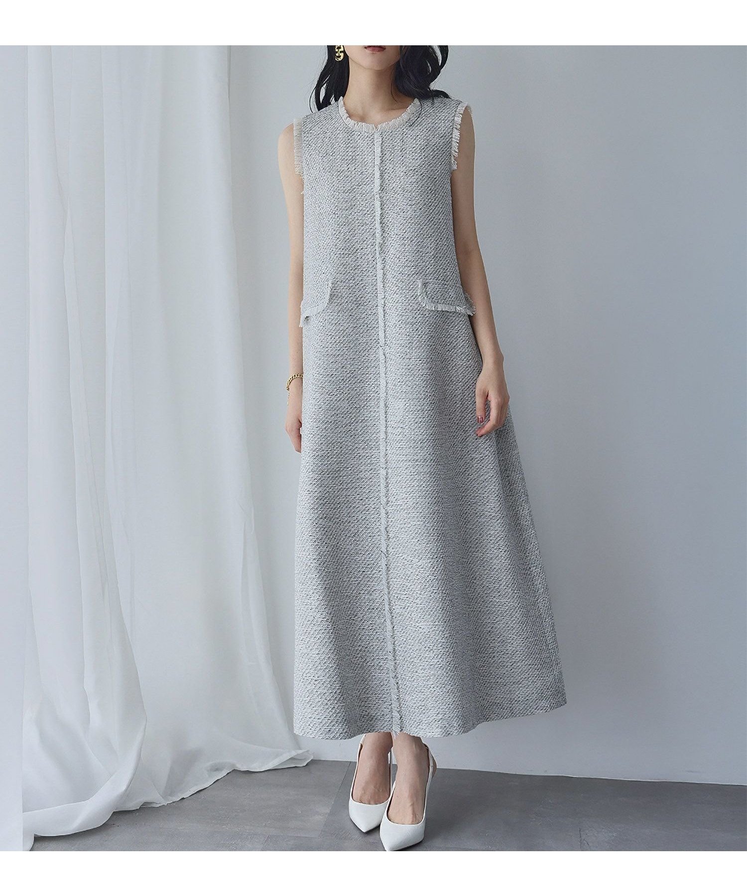 【エルフランク/ELFRANK】の【2025AW】ツイードAラインノースリーブロング丈ワンピース 人気、トレンドファッション・服の通販 founy(ファニー) 　ファッション　Fashion　レディースファッション　Fashion for Women　ワンピース　Dresses　新作・新入荷　New Arrivals / New In　2025年　2025　2025-2026秋冬・A/W　Autumn/Winter 2025–26 AW25–26　ツイード　Twill, Twill Weave　プチプライス・低価格　Affordable / Budget Price　 other-1|ID: prp329100004665975 ipo3291000000033748854