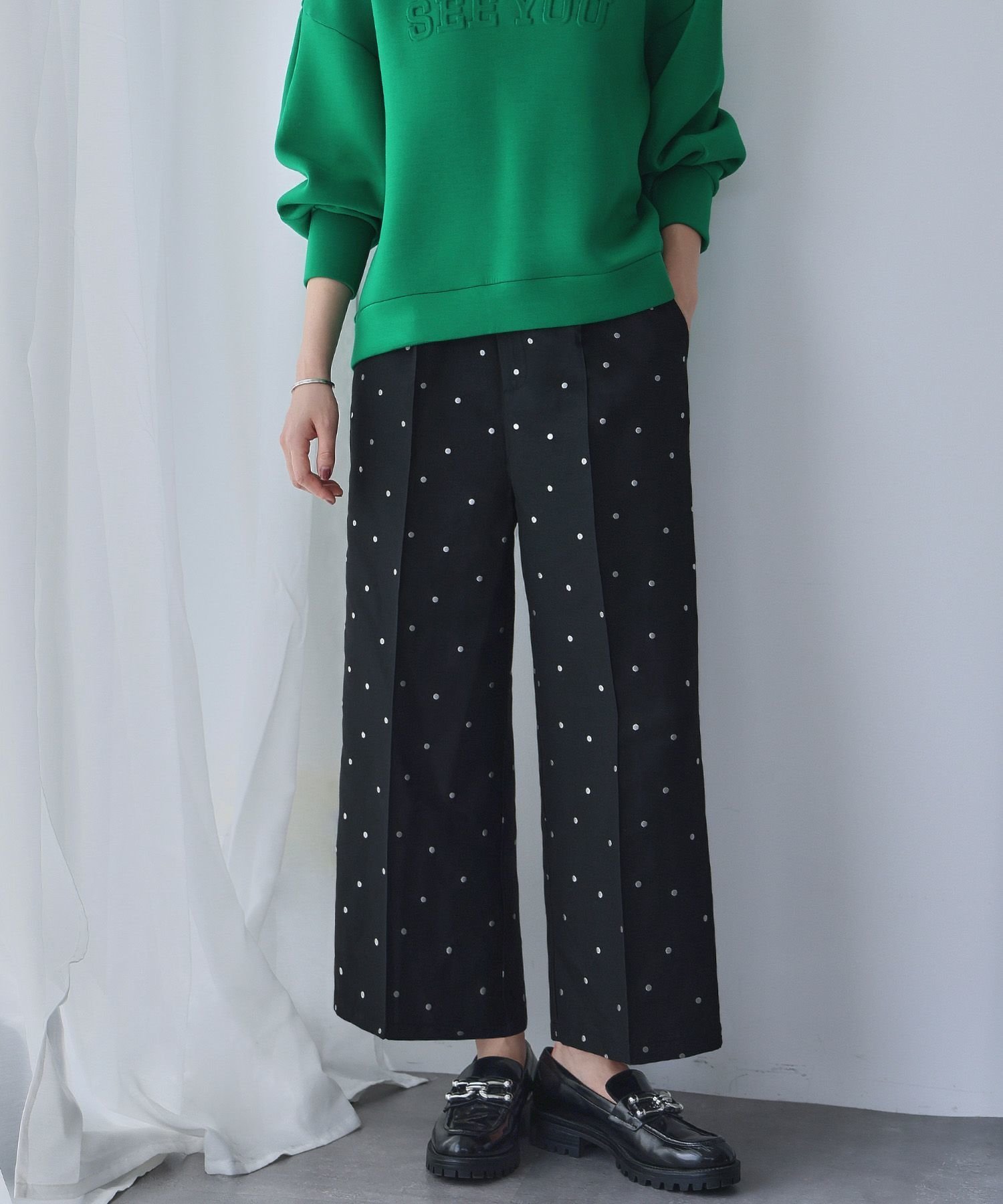 【エルフランク/ELFRANK】の【2025AW】自宅で洗えるドットジャガードセミワイドパンツ 人気、トレンドファッション・服の通販 founy(ファニー) 　ファッション　Fashion　レディースファッション　Fashion for Women　パンツ　Pants & Trousers　新作・新入荷　New Arrivals / New In　2025年　2025　2025-2026秋冬・A/W　Autumn/Winter 2025–26 AW25–26　プチプライス・低価格　Affordable / Budget Price　洗える　Machine Washable　 other-1|ID: prp329100004665983 ipo3291000000033748873