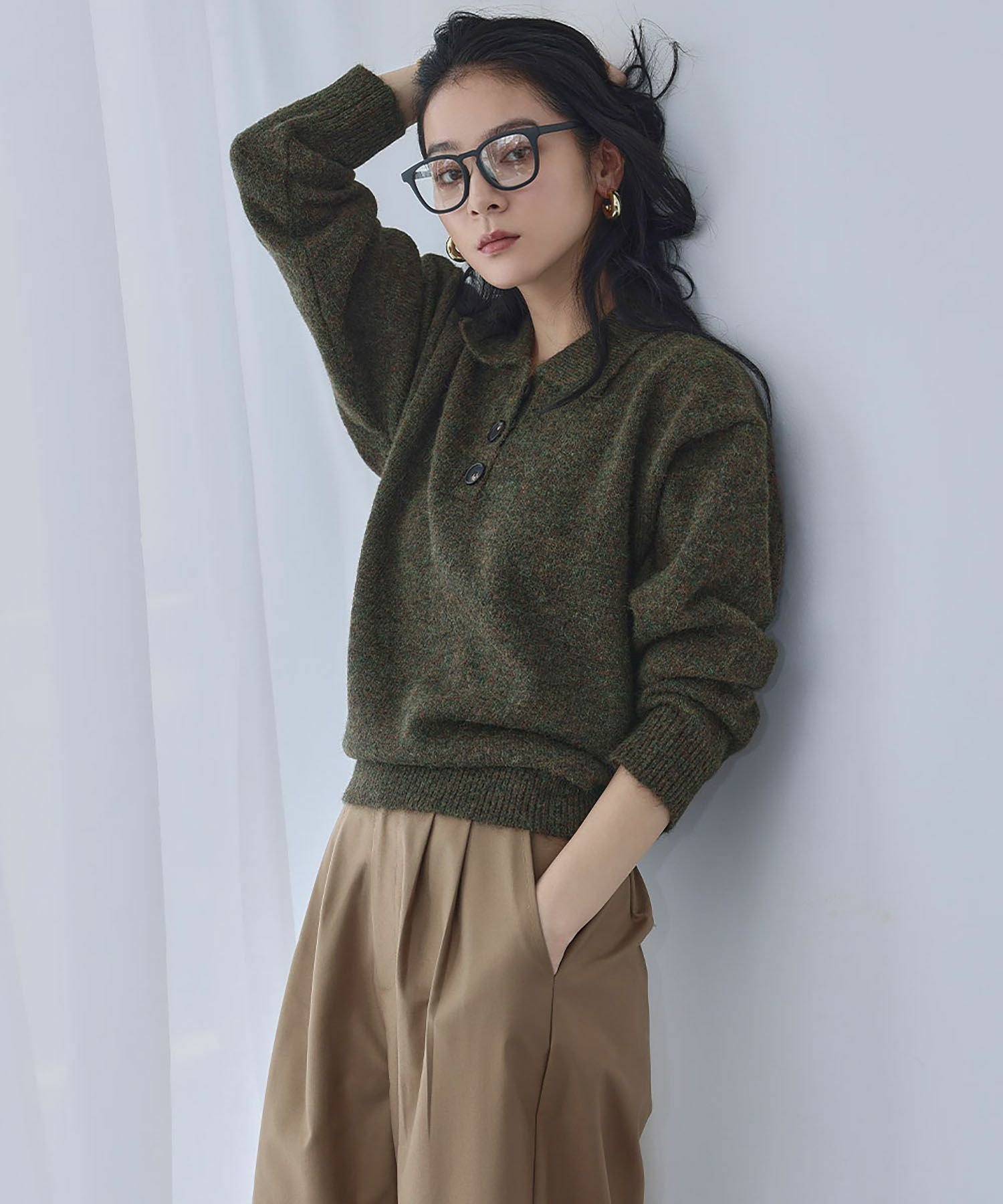 【エルフランク/ELFRANK】の【2025AW】ビッグカラードロップショルダーポロニット 人気、トレンドファッション・服の通販 founy(ファニー) 　ファッション　Fashion　レディースファッション　Fashion for Women　トップス・カットソー　Cut & Sew Tops　ニット　Knit Tops & Sweaters　新作・新入荷　New Arrivals / New In　2025年　2025　2025-2026秋冬・A/W　Autumn/Winter 2025–26 AW25–26　プチプライス・低価格　Affordable / Budget Price　 other-1|ID: prp329100004665985 ipo3291000000033908910