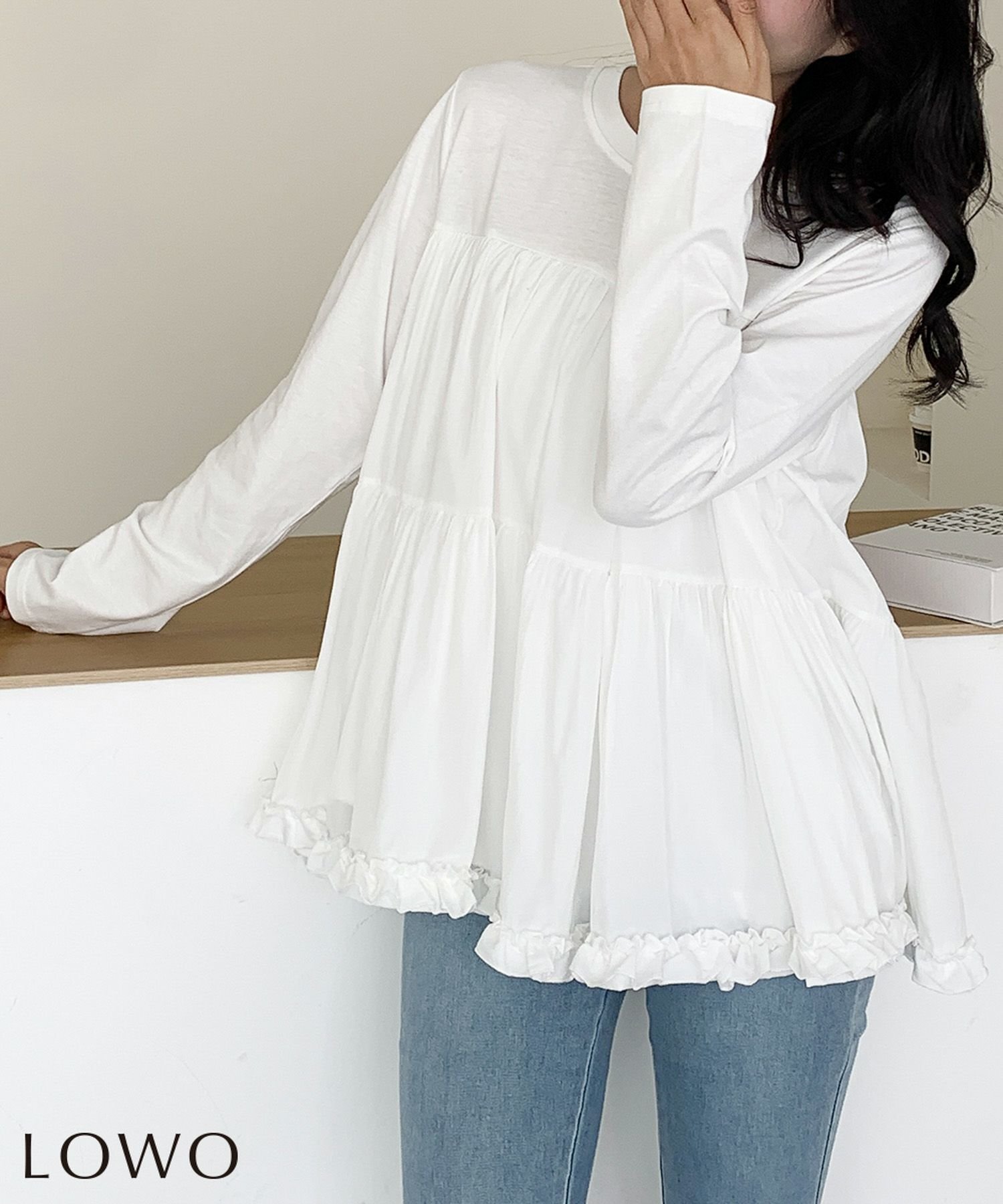 【ロワ/LOWO】の裾フリルAラインティアードブラウス 人気、トレンドファッション・服の通販 founy(ファニー) 　ファッション　Fashion　レディースファッション　Fashion for Women　トップス・カットソー　Cut & Sew Tops　シャツ・ブラウス・オフィスカジュアル　Elegant Blouses & Button-Ups　新作・新入荷　New Arrivals / New In　フリル　Frill, Ruffle　プチプライス・低価格　Affordable / Budget Price　 other-1|ID: prp329100004715779 ipo3291000000034071139