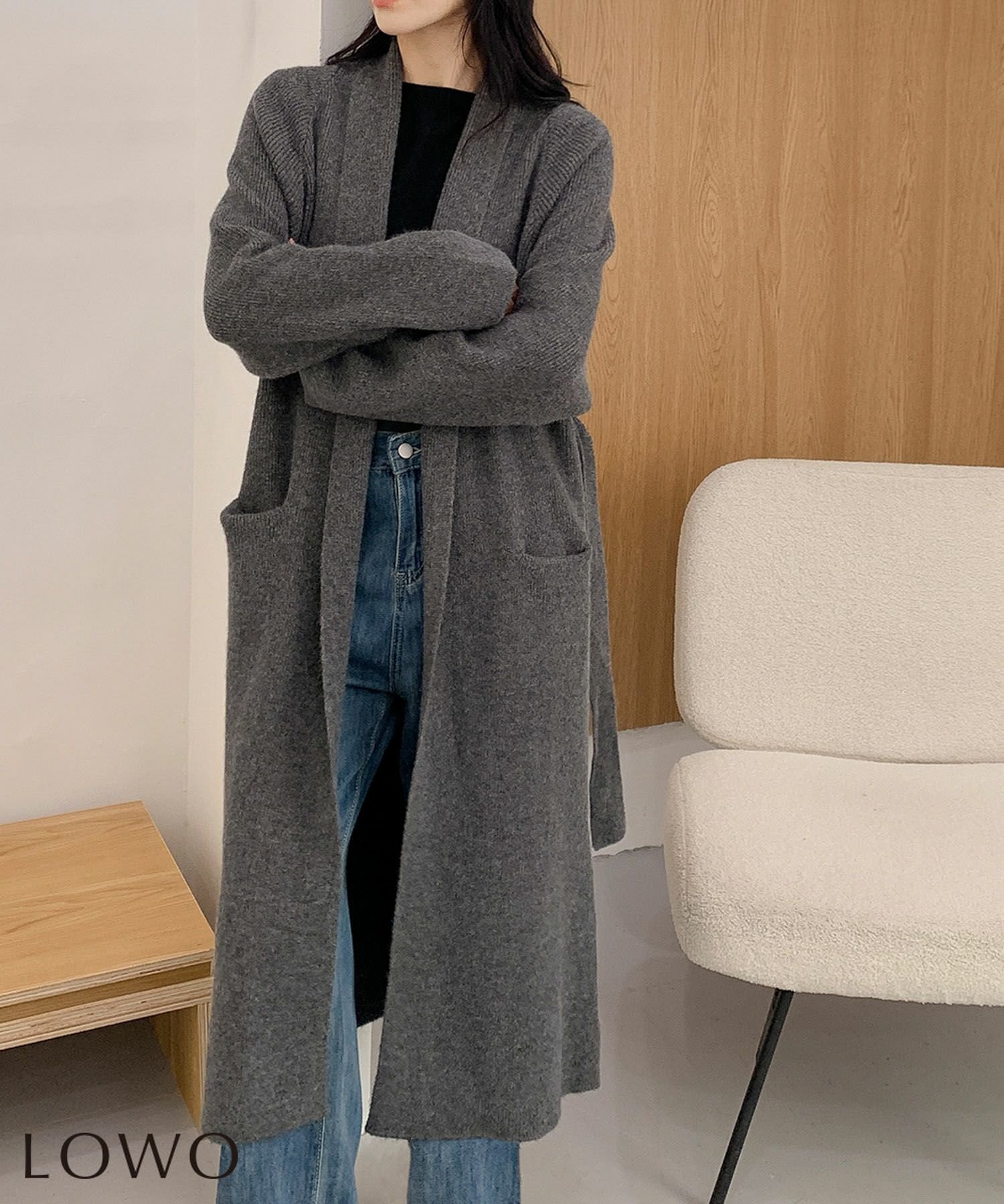 【ロワ/LOWO】のリボンベルト付きロング丈ニットカーディガン 人気、トレンドファッション・服の通販 founy(ファニー) 　ファッション　Fashion　レディースファッション　Fashion for Women　トップス・カットソー　Cut & Sew Tops　ニット　Knit Tops & Sweaters　カーディガン・羽織り　Layered Style Cardigans　ベルト&ウエストマーク　Belts & Waist Accessories　新作・新入荷　New Arrivals / New In　カーディガン　Cardigan, Knitwear　プチプライス・低価格　Affordable / Budget Price　リボン　Ribbon, Bow　ロング　Long, Long-Length　 other-1|ID: prp329100004722929 ipo3291000000034135154