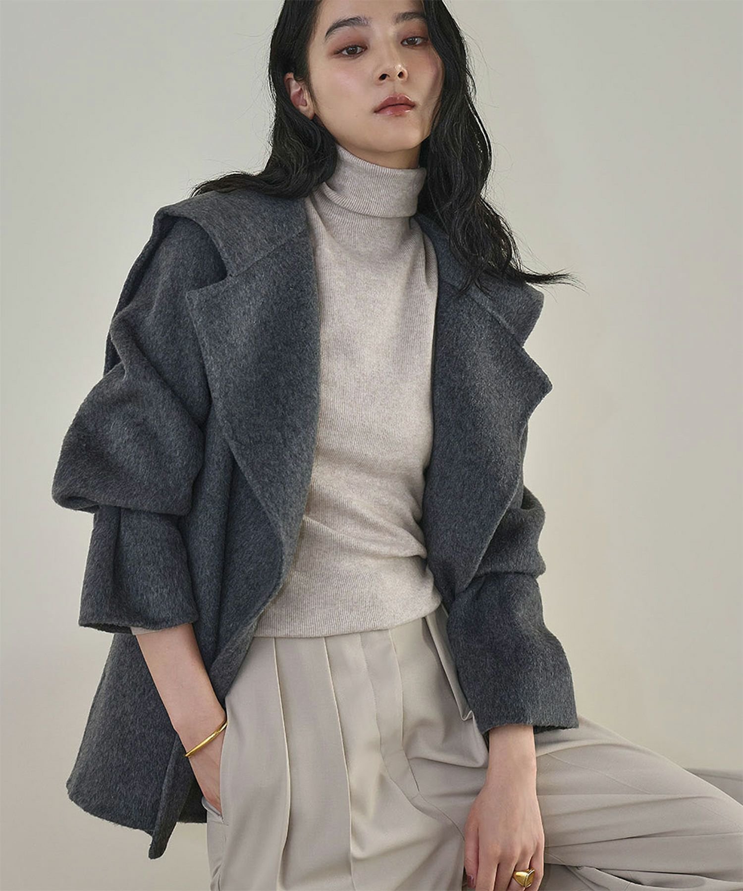 【エルフランク/ELFRANK】の【ウール70%】ビッグセーラーカラーハーフコート 人気、トレンドファッション・服の通販 founy(ファニー) 　ファッション　Fashion　レディースファッション　Fashion for Women　アウター　Coat / Outerwear Collection　コート・ロングコート・ピーコート　Long Coats, Peacoats & More　新作・新入荷　New Arrivals / New In　プチプライス・低価格　Affordable / Budget Price　 other-1|ID: prp329100004725567 ipo3291000000035898473