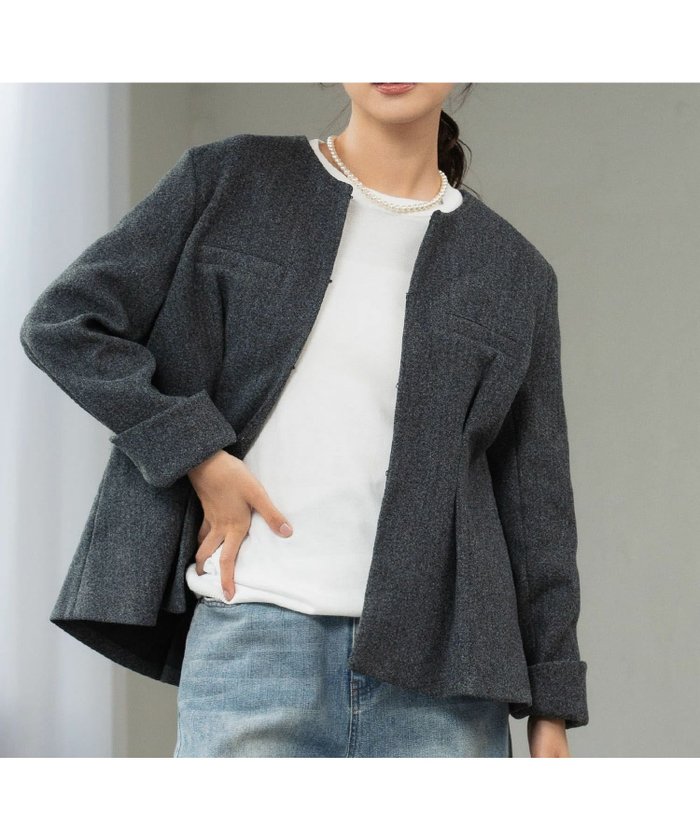 【エルフランク/ELFRANK】の【2025AW】ノーカラーウエストタックペプラムジャケット インテリア・キッズ・メンズ・レディースファッション・服の通販 founy(ファニー) https://founy.com/ ファッション Fashion レディースファッション Fashion for Women アウター Coat / Outerwear Collection レディースジャケット・軽アウター Jackets 新作・新入荷 New Arrivals / New In 2025年 2025 2025-2026秋冬・A/W Autumn/Winter 2025–26 AW25–26 プチプライス・低価格 Affordable / Budget Price |ID: prp329100004744845 ipo3291000000034297236