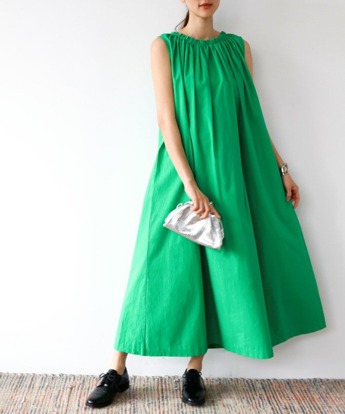 【エルフランク/ELFRANK】の【綿100%使用】バックギャザーリボンノースリーブロング丈ワンピース インテリア・キッズ・メンズ・レディースファッション・服の通販 founy(ファニー) https://founy.com/ ファッション Fashion レディースファッション Fashion for Women ワンピース Dresses 新作・新入荷 New Arrivals / New In ギャザー Gathered, Ruffled ノースリーブ Sleeveless, No-Sleeve プチプライス・低価格 Affordable / Budget Price リボン Ribbon, Bow 洗える Machine Washable |ID: prp329100004763142 ipo3291000000034475401