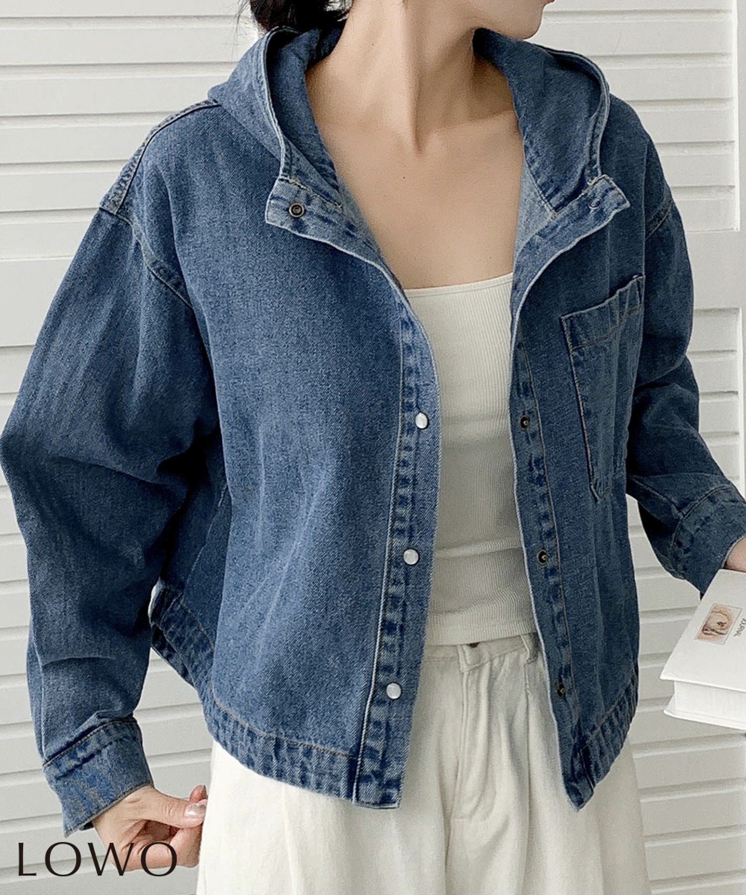 【ロワ/LOWO】の綿混フード付きデニムジャケット 人気、トレンドファッション・服の通販 founy(ファニー) 　ファッション　Fashion　レディースファッション　Fashion for Women　アウター　Coat / Outerwear Collection　レディースジャケット・軽アウター　Jackets　デニムジャケット / カジュアルアウター　Denim Jackets　新作・新入荷　New Arrivals / New In　ジャケット　Jacket, Outerwear　デニム　Denim, Jeans Material　プチプライス・低価格　Affordable / Budget Price　 other-1|ID: prp329100004768556 ipo3291000000034537861