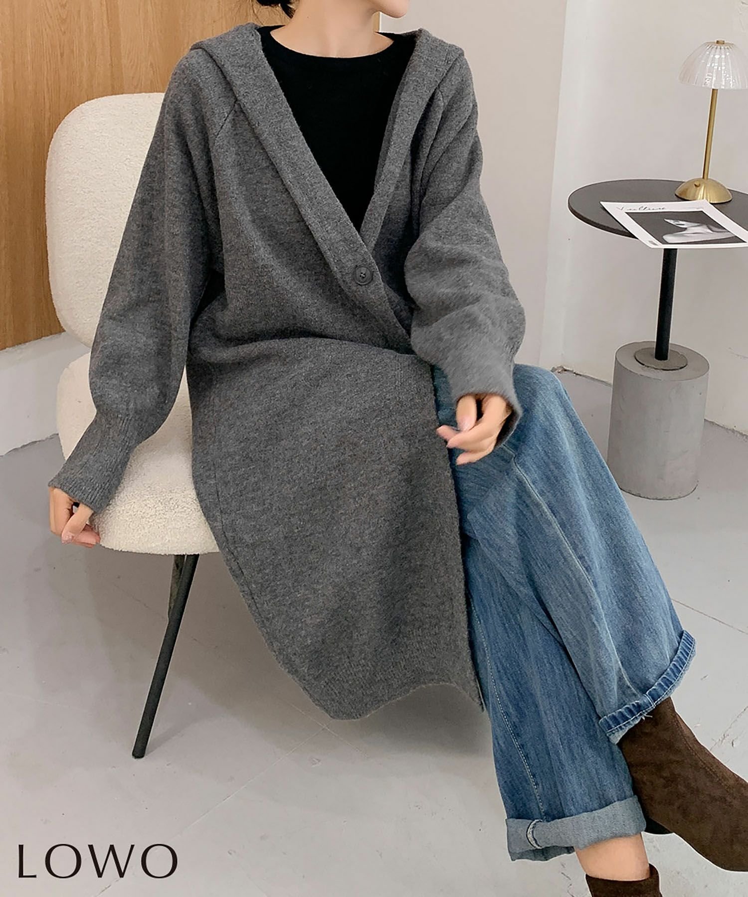 【ロワ/LOWO】のフード付きロングニットカーディガン 人気、トレンドファッション・服の通販 founy(ファニー) 　ファッション　Fashion　レディースファッション　Fashion for Women　トップス・カットソー　Cut & Sew Tops　ニット　Knit Tops & Sweaters　カーディガン・羽織り　Layered Style Cardigans　新作・新入荷　New Arrivals / New In　プチプライス・低価格　Affordable / Budget Price　 other-1|ID: prp329100004769429 ipo3291000000034545882