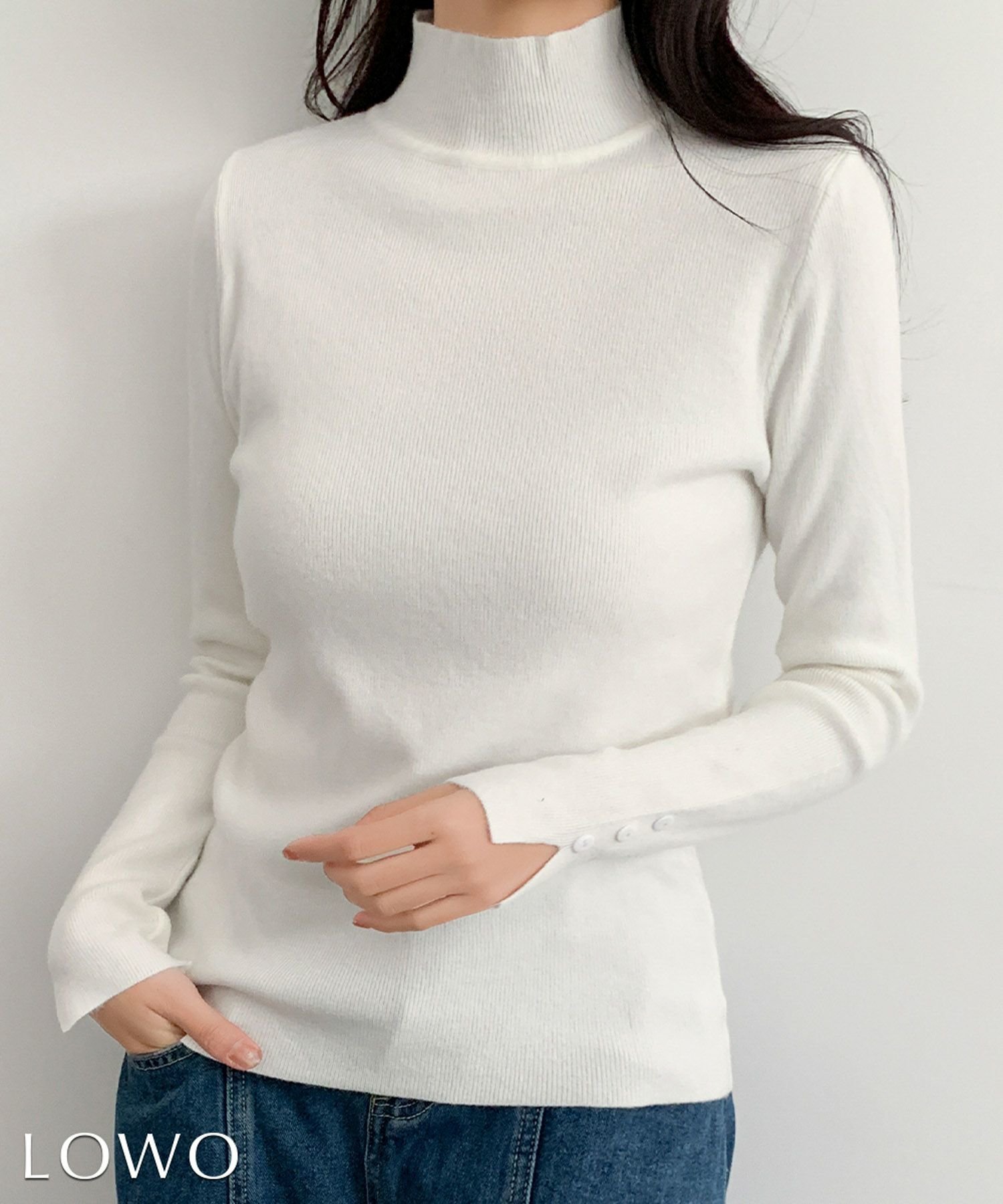 【ロワ/LOWO】のハイネック袖ボタンニットプルオーバー 人気、トレンドファッション・服の通販 founy(ファニー) 　ファッション　Fashion　レディースファッション　Fashion for Women　トップス・カットソー　Cut & Sew Tops　ニット　Knit Tops & Sweaters　カジュアルプルオーバー・ニットトップス　Pullovers & Knit Tops / Casual Pullovers　新作・新入荷　New Arrivals / New In　ハイネック　High Neck, Mock Neck　プチプライス・低価格　Affordable / Budget Price　 other-1|ID: prp329100004782031 ipo3291000000035898198