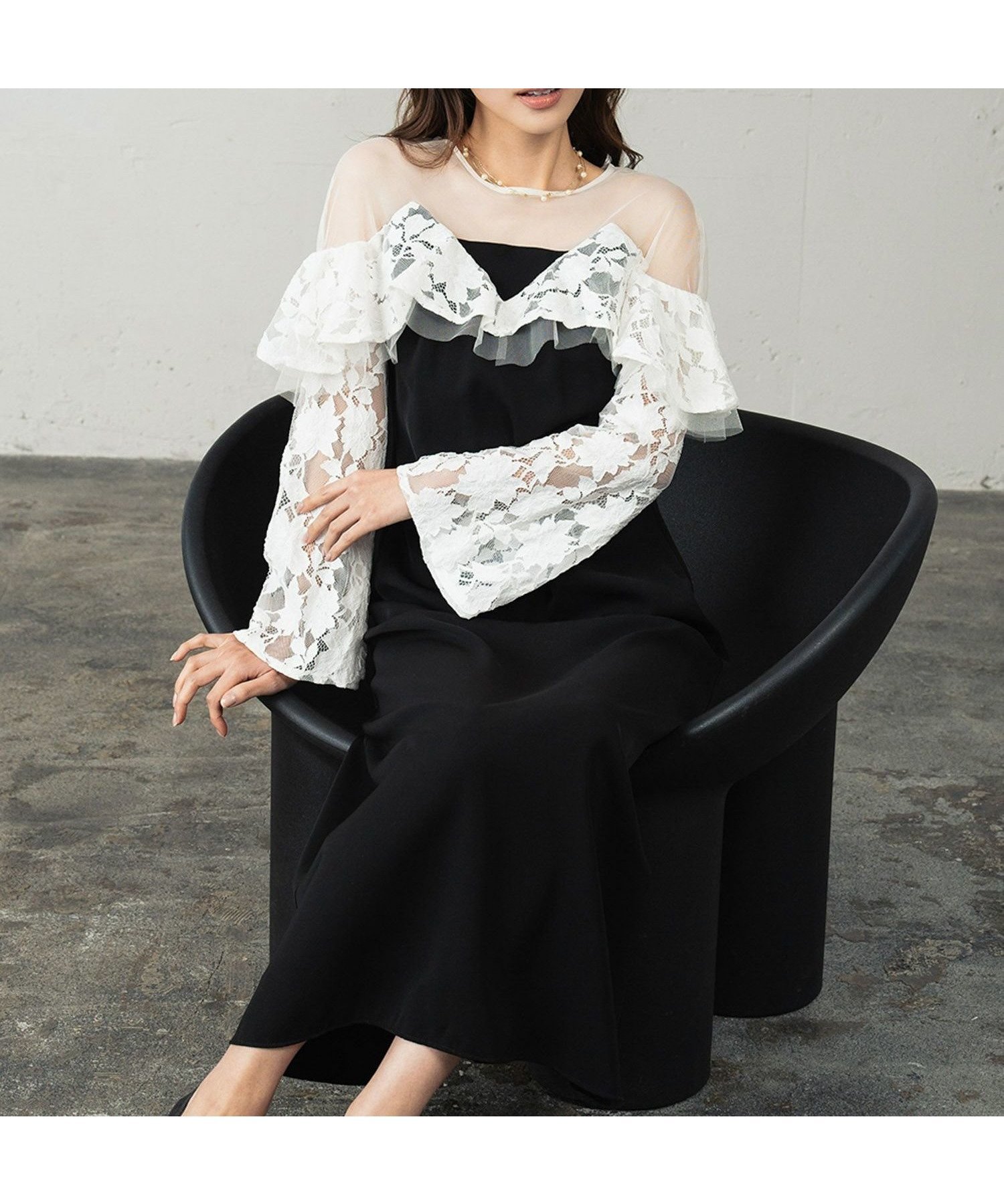 【ガール/GIRL】のオフショルダー風ラッフルレーススリーブAラインロングワンピースパーティードレス 人気、トレンドファッション・服の通販 founy(ファニー) 　ファッション　Fashion　レディースファッション　Fashion for Women　ワンピース　Dresses　フォーマル・パーティードレス・結婚式用ドレス　Elegant & Casual Dresses　新作・新入荷　New Arrivals / New In　プチプライス・低価格　Affordable / Budget Price　 other-1|ID: prp329100004782036 ipo3291000000034697181