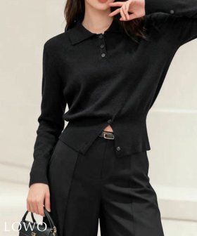 【ロワ/LOWO】 袖スリットポロニット人気、トレンドファッション・服の通販 founy(ファニー) ファッション Fashion レディースファッション Fashion for Women トップス・カットソー Cut & Sew Tops ニット Knit Tops & Sweaters 新作・新入荷 New Arrivals / New In プチプライス・低価格 Affordable / Budget Price |ID:prp329100004787303