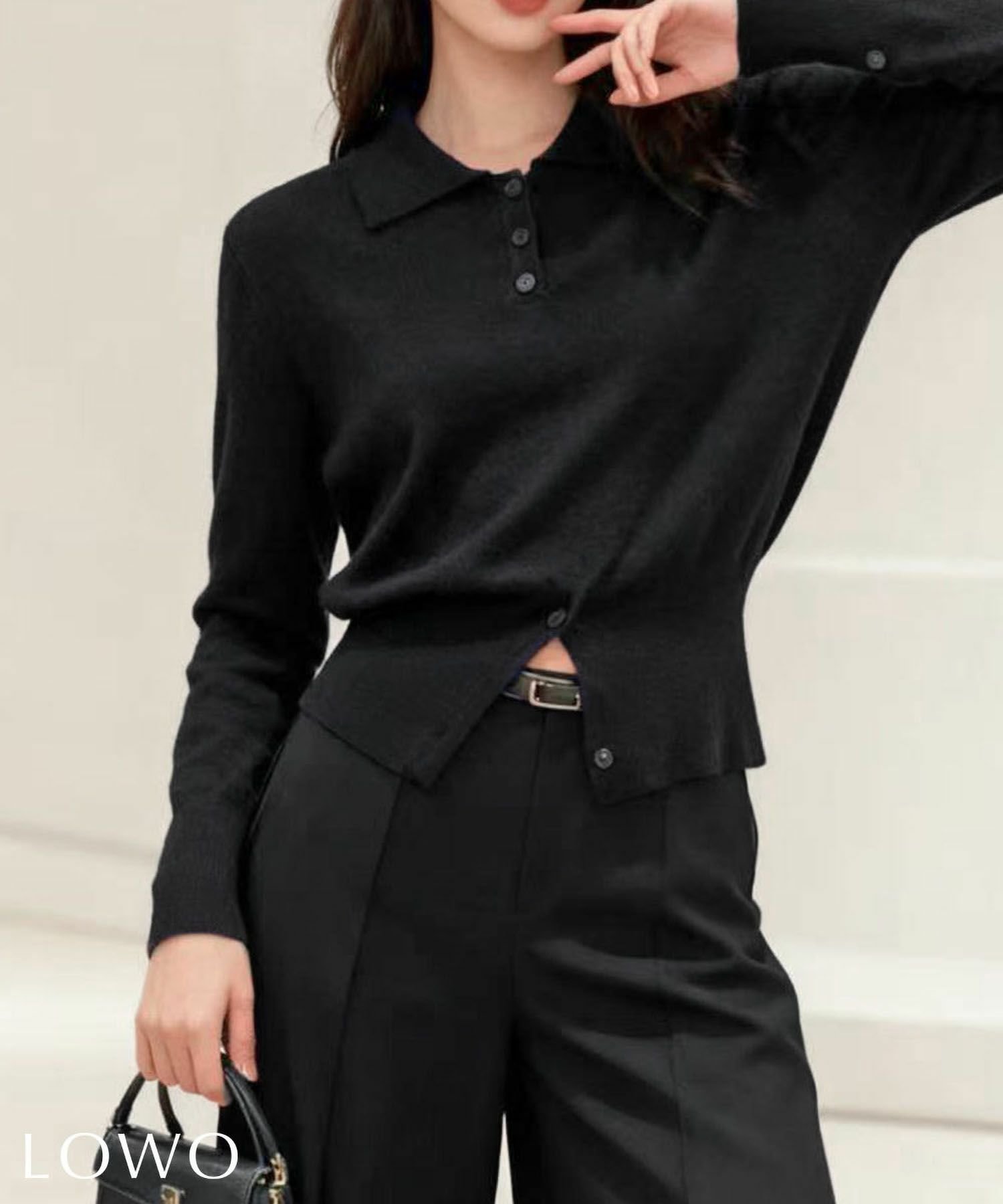 【ロワ/LOWO】の袖スリットポロニット 人気、トレンドファッション・服の通販 founy(ファニー) 　ファッション　Fashion　レディースファッション　Fashion for Women　トップス・カットソー　Cut & Sew Tops　ニット　Knit Tops & Sweaters　新作・新入荷　New Arrivals / New In　プチプライス・低価格　Affordable / Budget Price　 other-1|ID: prp329100004787303 ipo3291000000034746854