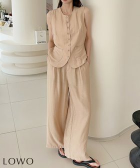 【ロワ/LOWO】のノースリーブジレ・ワイドパンツ2点セットアップ 人気、トレンドファッション・服の通販 founy(ファニー) ファッション Fashion レディースファッション Fashion for Women アウター Coat / Outerwear Collection セットアップ Matching Sets レディースパンツ・ボトムス Pants & Trousers / Bottoms 新作・新入荷 New Arrivals / New In セットアップ Set-Up, Coordinated Outfit プチプライス・低価格 Affordable / Budget Price |ID:prp329100004801609