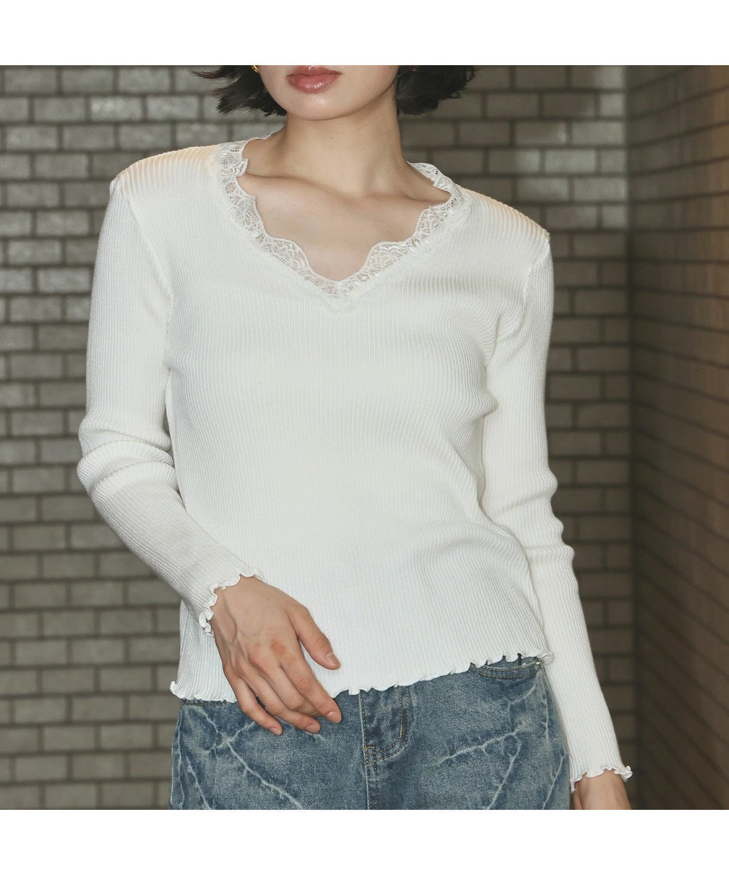 【アンピルーラ/Ampirula】の【2025AW】レースネックデザインリブニットプルオーバー 人気、トレンドファッション・服の通販 founy(ファニー) 　ファッション　Fashion　レディースファッション　Fashion for Women　トップス・カットソー　Cut & Sew Tops　ニット　Knit Tops & Sweaters　カジュアルプルオーバー・ニットトップス　Pullovers & Knit Tops / Casual Pullovers　新作・新入荷　New Arrivals / New In　2025年　2025　2025-2026秋冬・A/W　Autumn/Winter 2025–26 AW25–26　プチプライス・低価格　Affordable / Budget Price　 other-1|ID: prp329100004826536 ipo3291000000035117921