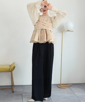 【ガール/GIRL】 シアーボリュームスリーブ刺繍ペプラムトップス&ワイドパンツセットアップドレス人気、トレンドファッション・服の通販 founy(ファニー) ファッション Fashion レディースファッション Fashion for Women セットアップ Matching Sets レディーストップス・ブラウス Tops & Blouses / Assorted Women's Tops レディースパンツ・ボトムス Pants & Trousers / Bottoms 新作・新入荷 New Arrivals / New In プチプライス・低価格 Affordable / Budget Price |ID:prp329100004834827