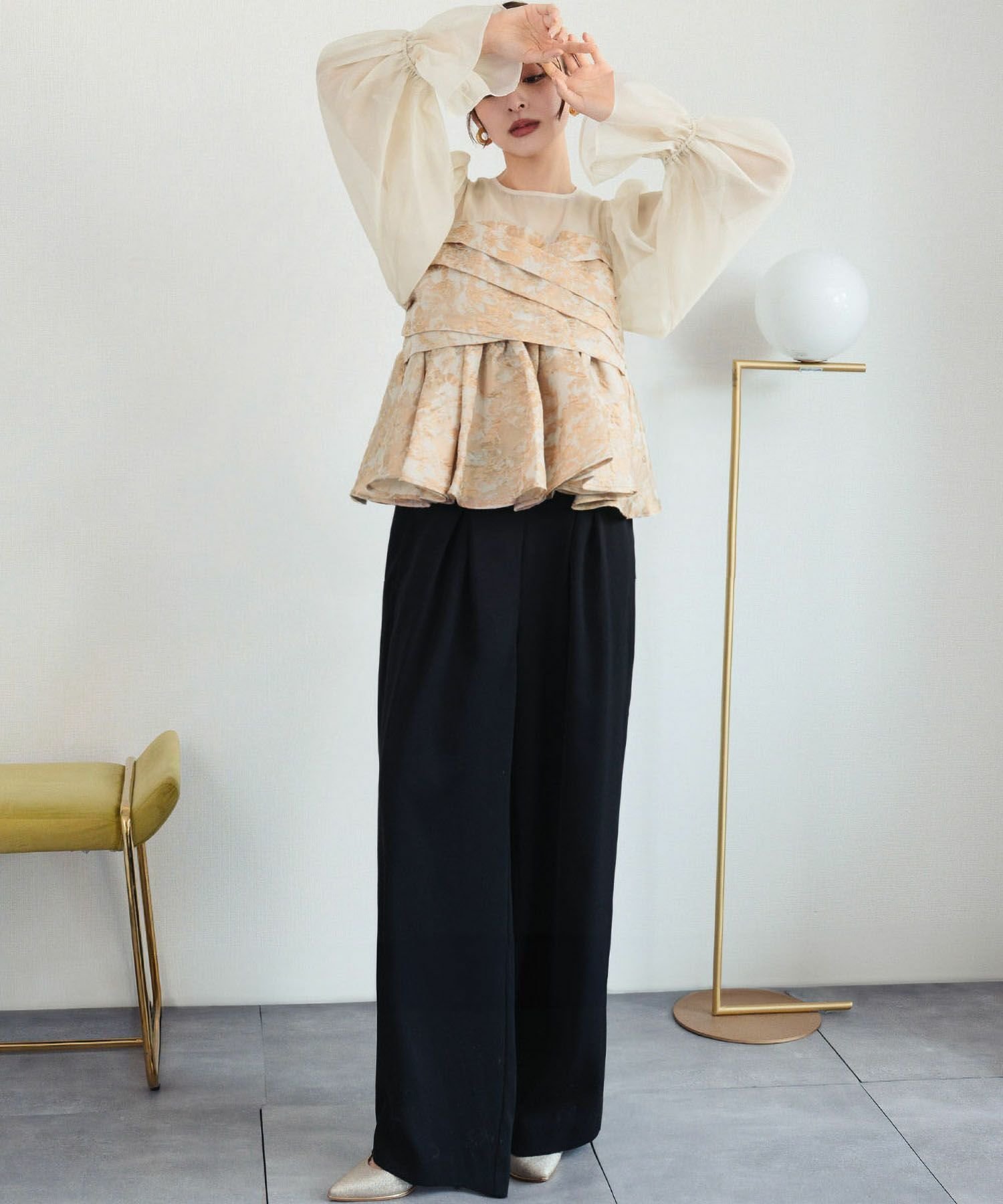 【ガール/GIRL】のシアーボリュームスリーブ刺繍ペプラムトップス&ワイドパンツセットアップドレス 人気、トレンドファッション・服の通販 founy(ファニー) 　ファッション　Fashion　レディースファッション　Fashion for Women　セットアップ　Matching Sets　レディーストップス・ブラウス　Tops & Blouses / Assorted Women's Tops　レディースパンツ・ボトムス　Pants & Trousers / Bottoms　新作・新入荷　New Arrivals / New In　プチプライス・低価格　Affordable / Budget Price　 other-1|ID: prp329100004834827 ipo3291000000035214698