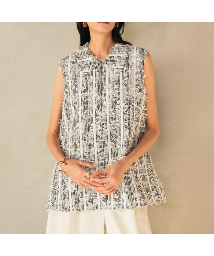 【エルフランク/ELFRANK】の【2026SS先行予約】リボン調ツイードノースリーブブラウス インテリア・キッズ・メンズ・レディースファッション・服の通販 founy(ファニー) https://founy.com/ ファッション Fashion レディースファッション Fashion for Women トップス・カットソー Cut & Sew Tops キャミソール&ノースリーブ Camisoles & Sleeveless Tops シャツ・ブラウス・オフィスカジュアル Elegant Blouses & Button-Ups 新作・新入荷 New Arrivals / New In 2026年 2026 プチプライス・低価格 Affordable / Budget Price リボン Ribbon, Bow |ID: prp329100004838013 ipo3291000000035250594