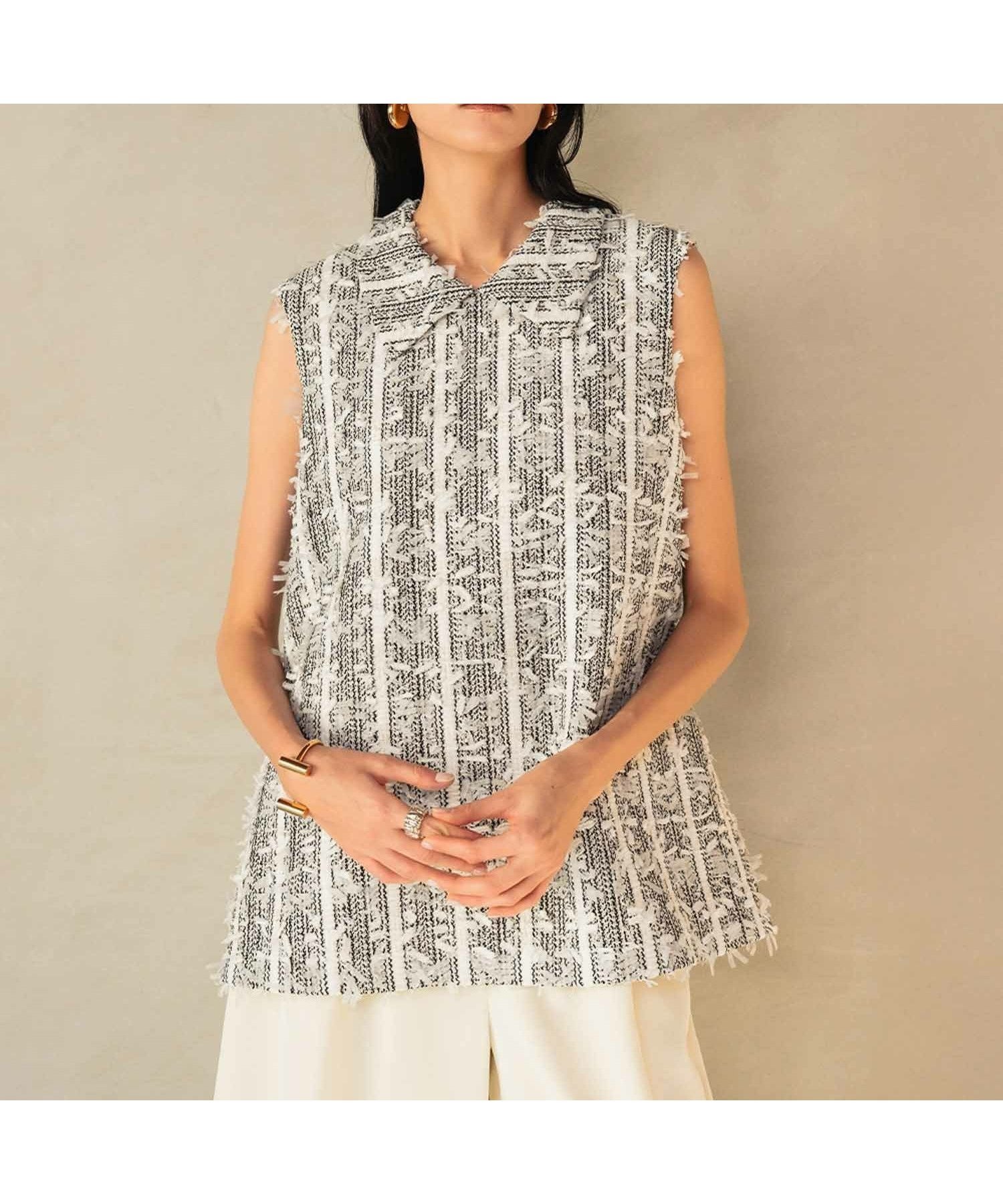 【エルフランク/ELFRANK】の【2026SS先行予約】リボン調ツイードノースリーブブラウス 人気、トレンドファッション・服の通販 founy(ファニー) 　ファッション　Fashion　レディースファッション　Fashion for Women　トップス・カットソー　Cut & Sew Tops　キャミソール&ノースリーブ　Camisoles & Sleeveless Tops　シャツ・ブラウス・オフィスカジュアル　Elegant Blouses & Button-Ups　新作・新入荷　New Arrivals / New In　2026年　2026　プチプライス・低価格　Affordable / Budget Price　リボン　Ribbon, Bow　 other-1|ID: prp329100004838013 ipo3291000000035250594