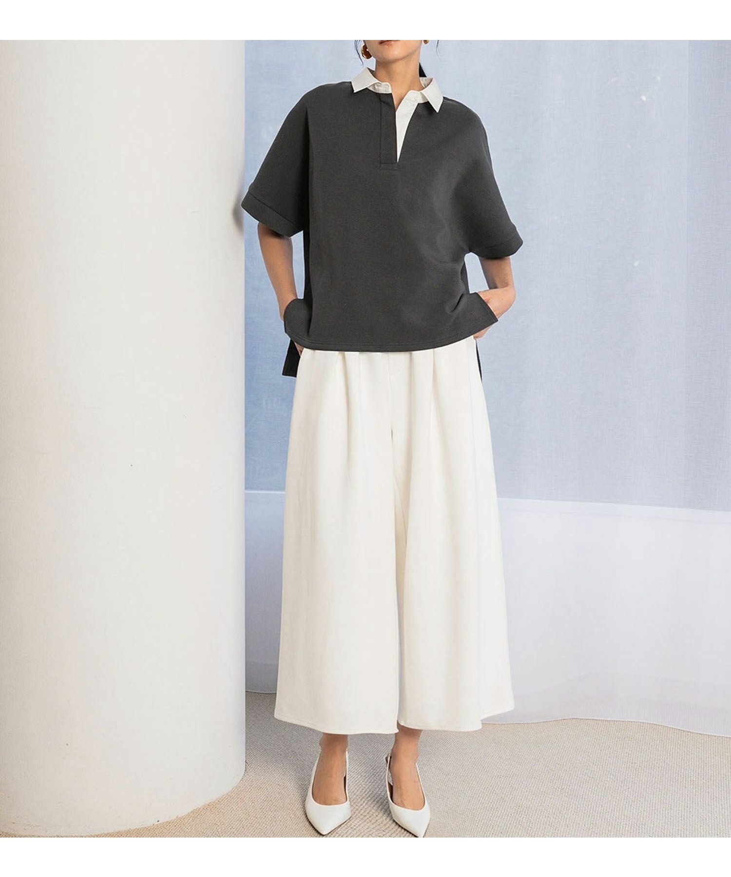 【エルフランク/ELFRANK】の【2026SS】ダンボール生地バイカラーポロシャツ 人気、トレンドファッション・服の通販 founy(ファニー) 　ファッション　Fashion　レディースファッション　Fashion for Women　トップス・カットソー　Cut & Sew Tops　シャツ・ブラウス・オフィスカジュアル　Elegant Blouses & Button-Ups　ポロシャツ・きれいめカジュアル　Smart-Casual Polo Tops　新作・新入荷　New Arrivals / New In　2026年　2026　プチプライス・低価格　Affordable / Budget Price　 other-1|ID: prp329100004838030 ipo3291000000036253132