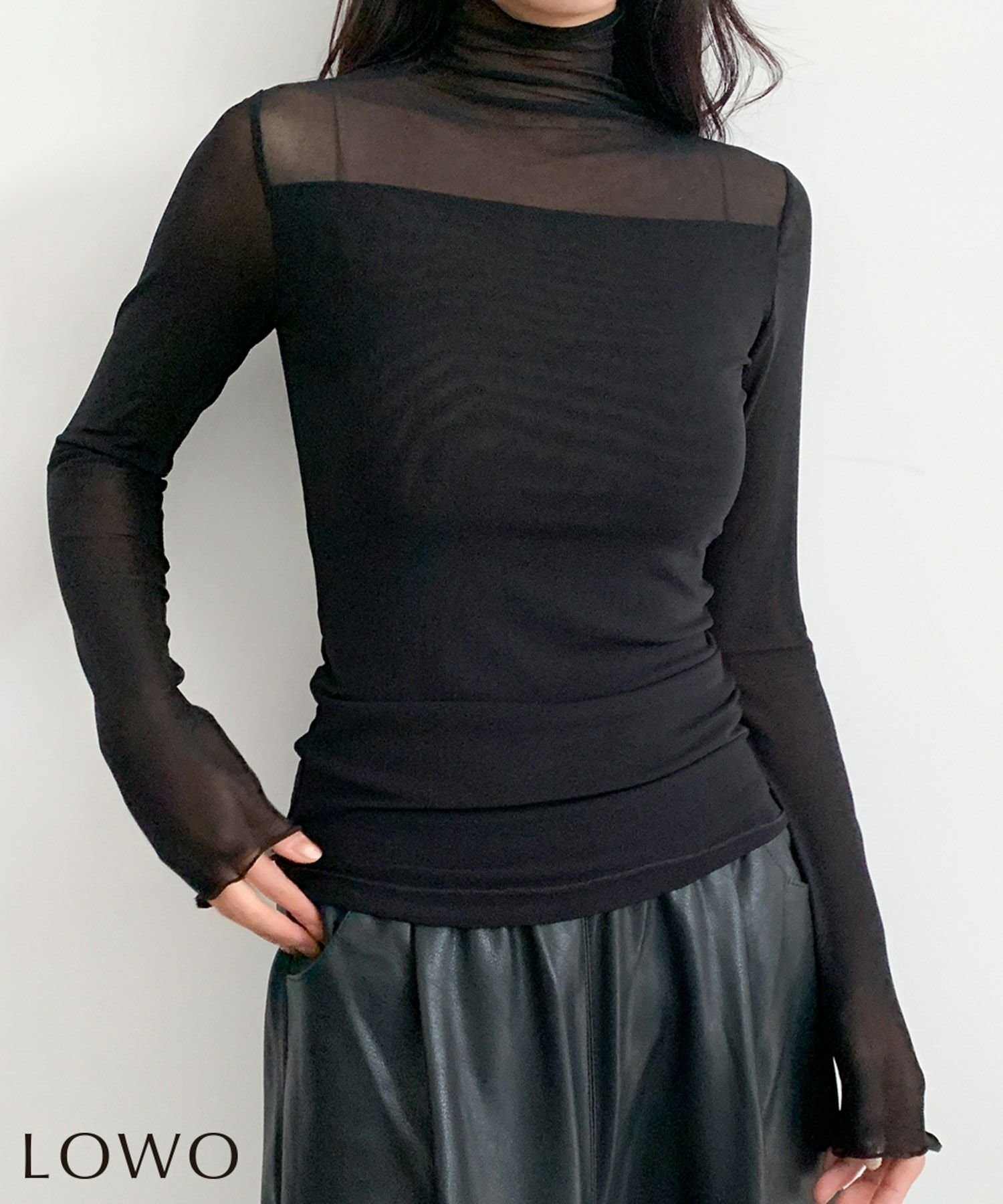 【ロワ/LOWO】のハイネックシアーカットソー 人気、トレンドファッション・服の通販 founy(ファニー) 　ファッション　Fashion　レディースファッション　Fashion for Women　トップス・カットソー　Cut & Sew Tops　カットソー・ベーシックTシャツ　Cut-and-Sewn Tops / Stretch Tees & Basics　新作・新入荷　New Arrivals / New In　プチプライス・低価格　Affordable / Budget Price　 other-1|ID: prp329100004841409 ipo3291000000035283914