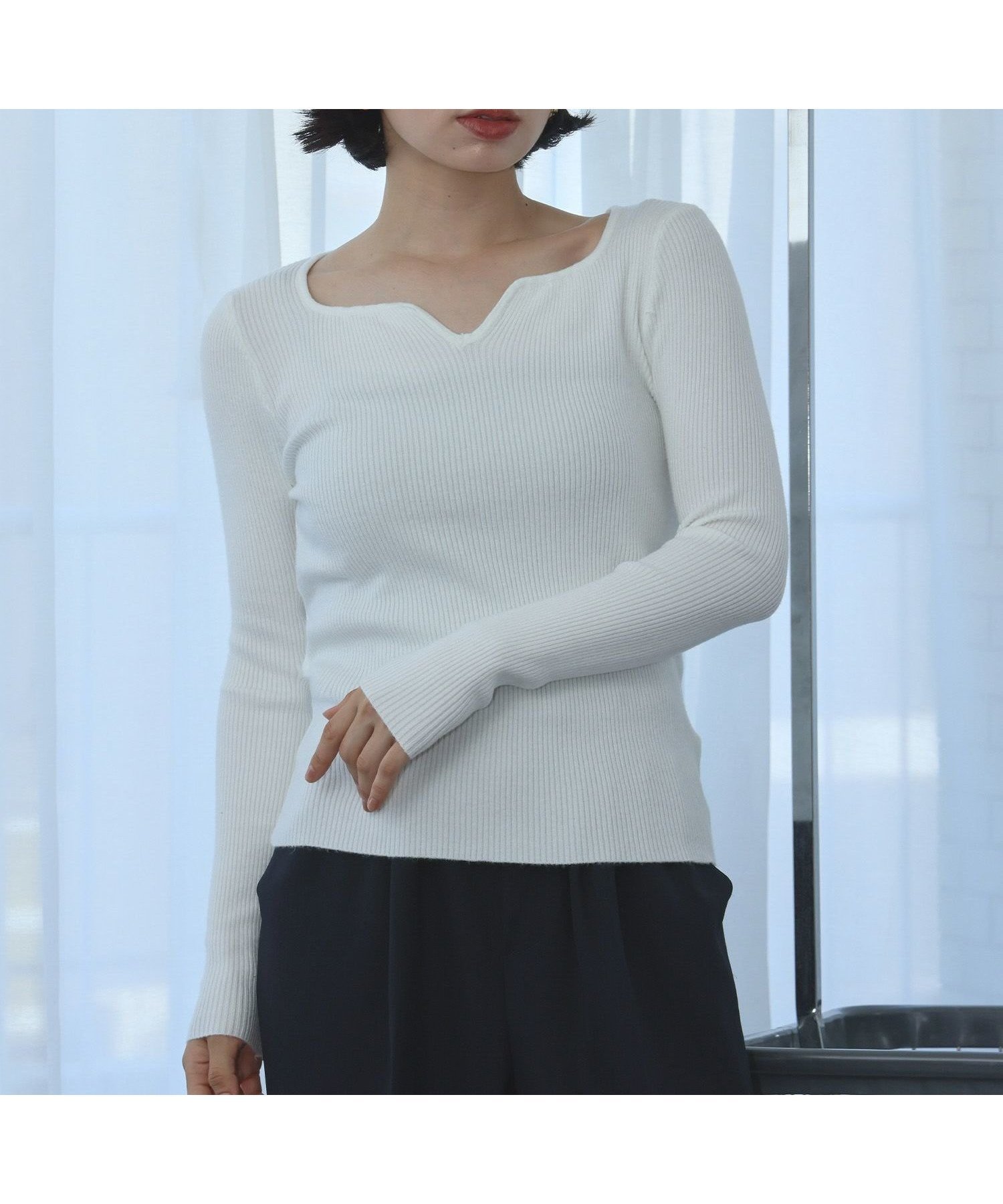 【アンピルーラ/Ampirula】のスクエアネックリブニットプルオーバー 人気、トレンドファッション・服の通販 founy(ファニー) 　ファッション　Fashion　レディースファッション　Fashion for Women　トップス・カットソー　Cut & Sew Tops　ニット　Knit Tops & Sweaters　カジュアルプルオーバー・ニットトップス　Pullovers & Knit Tops / Casual Pullovers　新作・新入荷　New Arrivals / New In　プチプライス・低価格　Affordable / Budget Price　 other-1|ID: prp329100004859871 ipo3291000000035969105