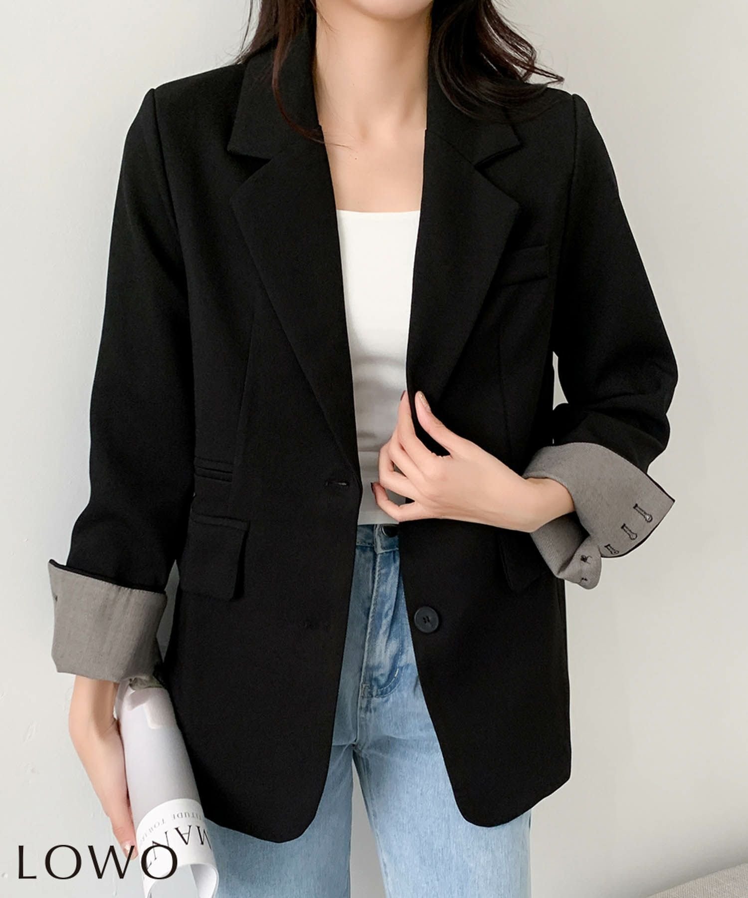【ロワ/LOWO】の折り返し配色オーバーテーラードジャケット 人気、トレンドファッション・服の通販 founy(ファニー) 　ファッション　Fashion　レディースファッション　Fashion for Women　アウター　Coat / Outerwear Collection　レディースジャケット・軽アウター　Jackets　テーラードジャケット / 通勤・きれいめスタイル　Tailored Jackets & Blazers　新作・新入荷　New Arrivals / New In　プチプライス・低価格　Affordable / Budget Price　 other-1|ID: prp329100004859892 ipo3291000000035969316