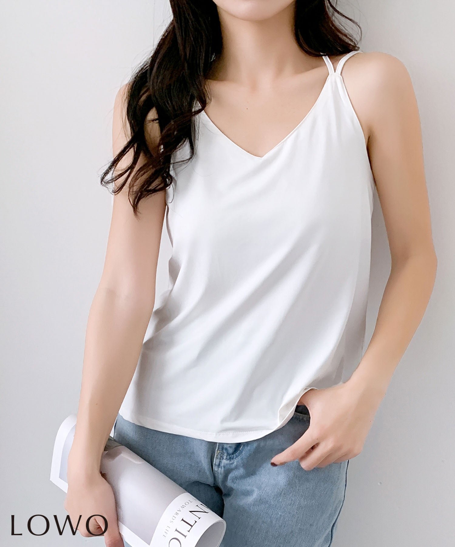 【ロワ/LOWO】のバッククロスVネックキャミソール 清涼感のあるひんやりタッチ素材 接触冷感 人気、トレンドファッション・服の通販 founy(ファニー) 　ファッション　Fashion　レディースファッション　Fashion for Women　トップス・カットソー　Cut & Sew Tops　キャミソール&ノースリーブ　Camisoles & Sleeveless Tops　Vネックトップス　V-Neck Tops / V-Cut Neckline Shirts　バッグ　Bags　新作・新入荷　New Arrivals / New In　キャミソール　Camisole, Spaghetti Strap Top　プチプライス・低価格　Affordable / Budget Price　 other-1|ID: prp329100004866987 ipo3291000000036253093
