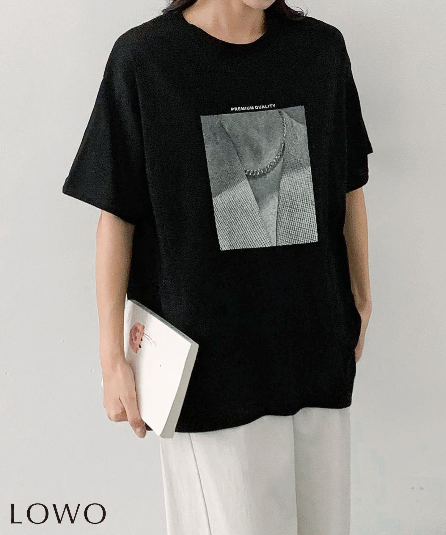 【ロワ/LOWO】の綿混モノクロプリントオーバーTシャツ 人気、トレンドファッション・服の通販 founy(ファニー) 　ファッション　Fashion　レディースファッション　Fashion for Women　トップス・カットソー　Cut & Sew Tops　シャツ・ブラウス・オフィスカジュアル　Elegant Blouses & Button-Ups　ロングTシャツ・Tシャツ　Longline T-Shirts & Tees　新作・新入荷　New Arrivals / New In　プチプライス・低価格　Affordable / Budget Price　 other-1|ID: prp329100004867417 ipo3291000000036258069