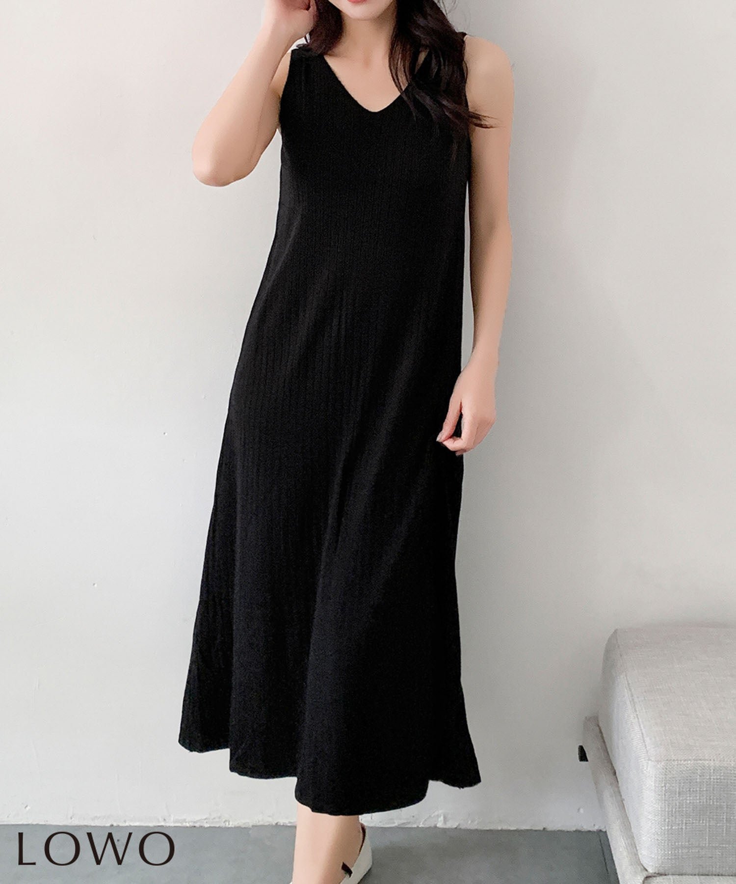 【ロワ/LOWO】のVネックノースリーブAラインリブロングワンピース 人気、トレンドファッション・服の通販 founy(ファニー) 　ファッション　Fashion　レディースファッション　Fashion for Women　ワンピース　Dresses　新作・新入荷　New Arrivals / New In　ノースリーブ　Sleeveless, No-Sleeve　プチプライス・低価格　Affordable / Budget Price　 other-1|ID: prp329100004867938 ipo3291000000036267407