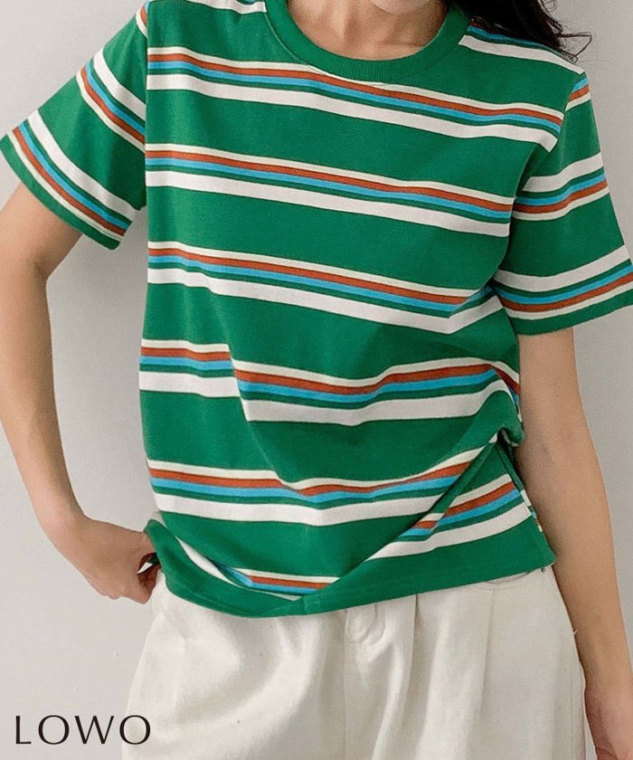 【ロワ/LOWO】のクルーネックマルチボーダーコットンTシャツ インテリア・キッズ・メンズ・レディースファッション・服の通販 founy(ファニー) https://founy.com/ ファッション Fashion レディースファッション Fashion for Women トップス・カットソー Cut & Sew Tops シャツ・ブラウス・オフィスカジュアル Elegant Blouses & Button-Ups ロングTシャツ・Tシャツ Longline T-Shirts & Tees 新作・新入荷 New Arrivals / New In プチプライス・低価格 Affordable / Budget Price |ID: prp329100004870550 ipo3291000000036325120