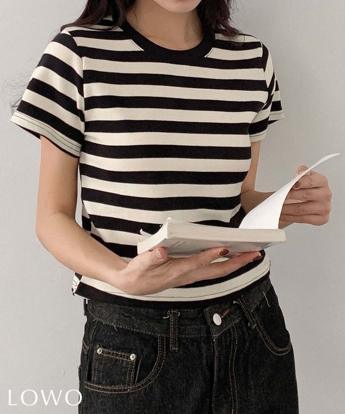 【ロワ/LOWO】のクルーネックボーダーコットンTシャツ インテリア・キッズ・メンズ・レディースファッション・服の通販 founy(ファニー) https://founy.com/ ファッション Fashion レディースファッション Fashion for Women トップス・カットソー Cut & Sew Tops シャツ・ブラウス・オフィスカジュアル Elegant Blouses & Button-Ups ロングTシャツ・Tシャツ Longline T-Shirts & Tees 新作・新入荷 New Arrivals / New In プチプライス・低価格 Affordable / Budget Price |ID: prp329100004870551 ipo3291000000036325121