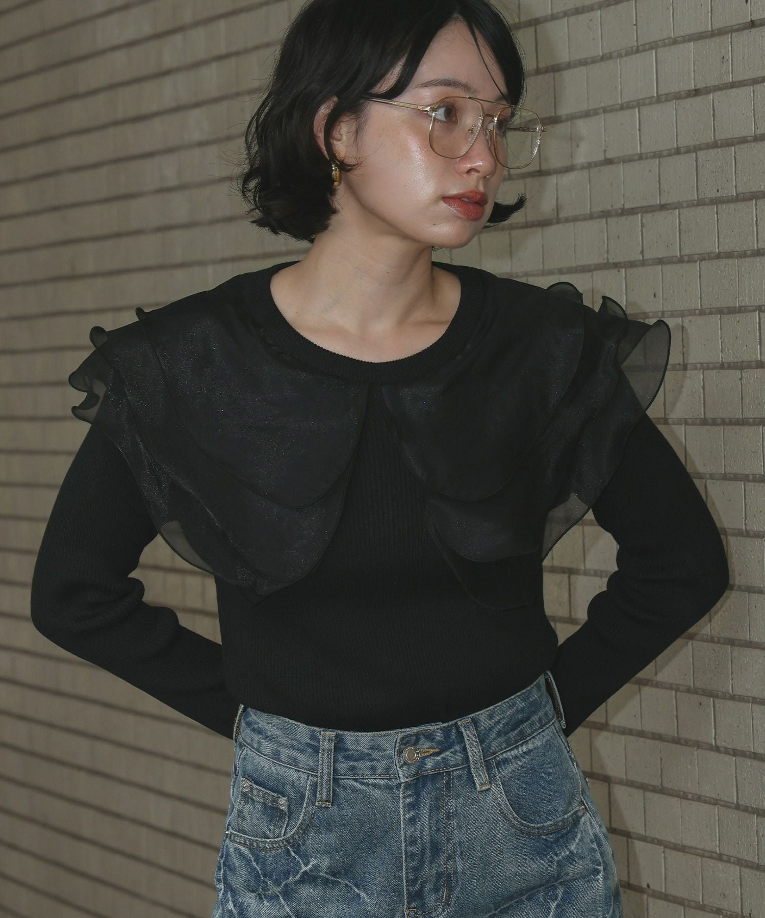 【アンピルーラ/Ampirula】のレイヤード風ビッグスカラップカラーニットプルオーバー 人気、トレンドファッション・服の通販 founy(ファニー) 　ファッション　Fashion　レディースファッション　Fashion for Women　トップス・カットソー　Cut & Sew Tops　ニット　Knit Tops & Sweaters　カジュアルプルオーバー・ニットトップス　Pullovers & Knit Tops / Casual Pullovers　新作・新入荷　New Arrivals / New In　プチプライス・低価格　Affordable / Budget Price　 other-1|ID: prp329100004872256 ipo3291000000036337089