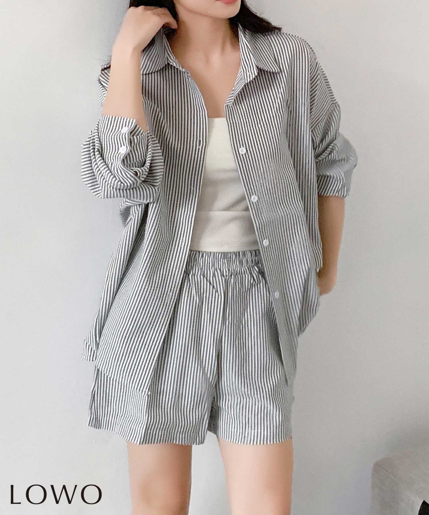 【ロワ/LOWO】のストライプオーバーサイズシャツショートパンツセットアップ 人気、トレンドファッション・服の通販 founy(ファニー) 　ファッション　Fashion　レディースファッション　Fashion for Women　セットアップ　Matching Sets　レディースパンツ・ボトムス　Pants & Trousers / Bottoms　パンツ　Pants & Trousers　ショートパンツ・ハーフパンツ　High-Waisted & Relaxed Shorts　新作・新入荷　New Arrivals / New In　ストライプ　Stripe, Striped Pattern　プチプライス・低価格　Affordable / Budget Price　 other-1|ID: prp329100004877063 ipo3291000000036379203