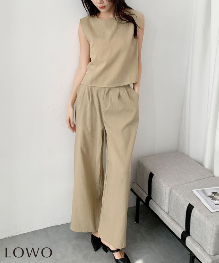 【ロワ/LOWO】のノースリーブショートブラウス&タックワイドパンツ2点セットアップ インテリア・キッズ・メンズ・レディースファッション・服の通販 founy(ファニー) https://founy.com/ ファッション Fashion レディースファッション Fashion for Women セットアップ Matching Sets レディースパンツ・ボトムス Pants & Trousers / Bottoms 新作・新入荷 New Arrivals / New In セットアップ Set-Up, Coordinated Outfit プチプライス・低価格 Affordable / Budget Price |ID: prp329100004891716 ipo3291000000036564749