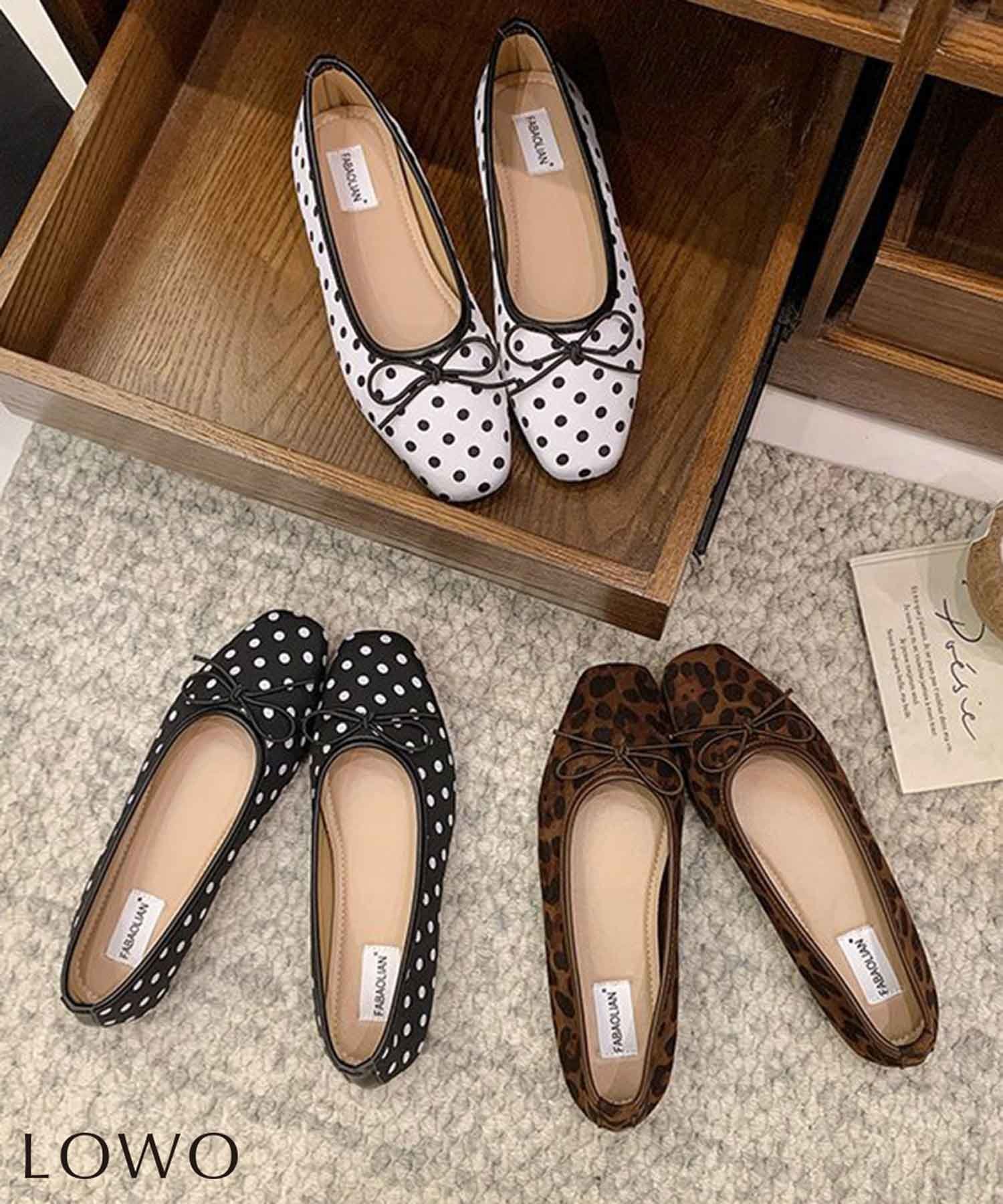 【ロワ/LOWO】の【超軽量/ソフトソール】総柄リボンスクエアトゥフラットバレエシューズ/長時間歩いても疲れにくい 人気、トレンドファッション・服の通販 founy(ファニー) 　ファッション　Fashion　レディースファッション　Fashion for Women　新作・新入荷　New Arrivals / New In　プチプライス・低価格　Affordable / Budget Price　軽量　Lightweight, Ultra Light　 other-1|ID: prp329100004938425 ipo3291000000037057704