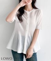 【ロワ/LOWO】のシアーニットフレアヘム半袖カーディガン(前開き/薄手) 人気、トレンドファッション・服の通販 founy(ファニー) ファッション Fashion レディースファッション Fashion for Women トップス・カットソー Cut & Sew Tops ニット Knit Tops & Sweaters カーディガン・羽織り Layered Style Cardigans 新作・新入荷 New Arrivals / New In カーディガン Cardigan, Knitwear プチプライス・低価格 Affordable / Budget Price 半袖 Short Sleeve, Half Sleeve |ID:prp329100004956745