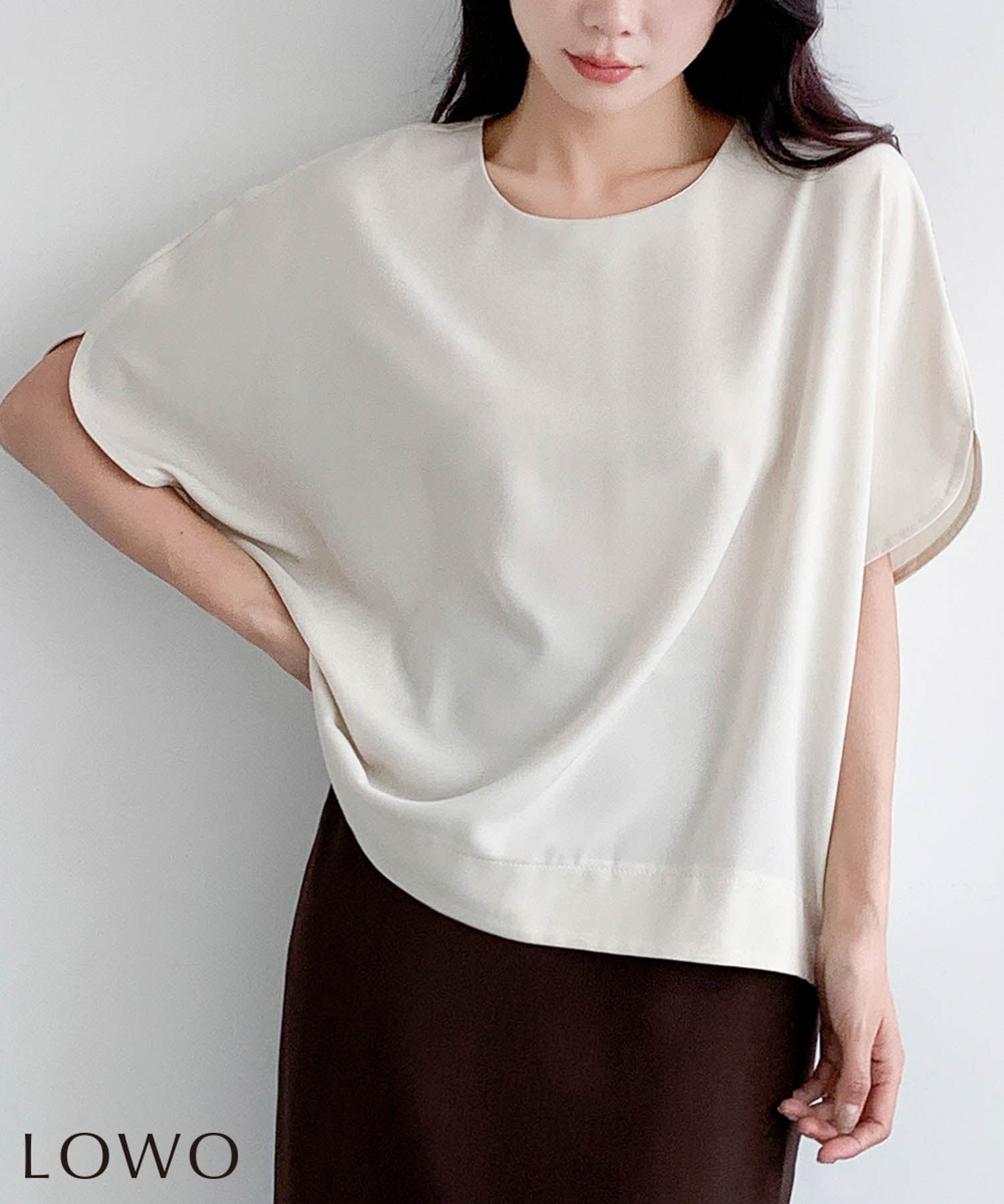 【ロワ/LOWO】のとろみ素材ワイドドルマンスリーブ半袖プルオーバーカットソー 人気、トレンドファッション・服の通販 founy(ファニー) 　ファッション　Fashion　レディースファッション　Fashion for Women　トップス・カットソー　Cut & Sew Tops　カジュアルプルオーバー・ニットトップス　Pullovers & Knit Tops / Casual Pullovers　カットソー・ベーシックTシャツ　Cut-and-Sewn Tops / Stretch Tees & Basics　新作・新入荷　New Arrivals / New In　とろみ　Fluid, Flowy Fabric　プチプライス・低価格　Affordable / Budget Price　ワイド　Wide, Wide Fit　半袖　Short Sleeve, Half Sleeve　 other-1|ID: prp329100004960283 ipo3291000000037217332