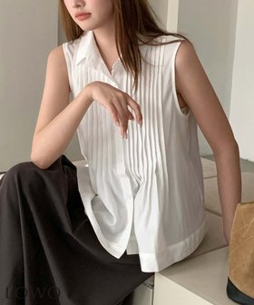【ロワ/LOWO】 ピンタックフロントノースリーブシャツブラウス人気、トレンドファッション・服の通販 founy(ファニー) ファッション Fashion レディースファッション Fashion for Women トップス・カットソー Cut & Sew Tops キャミソール&ノースリーブ Camisoles & Sleeveless Tops シャツ・ブラウス・オフィスカジュアル Elegant Blouses & Button-Ups 新作・新入荷 New Arrivals / New In プチプライス・低価格 Affordable / Budget Price |ID:prp329100004960285